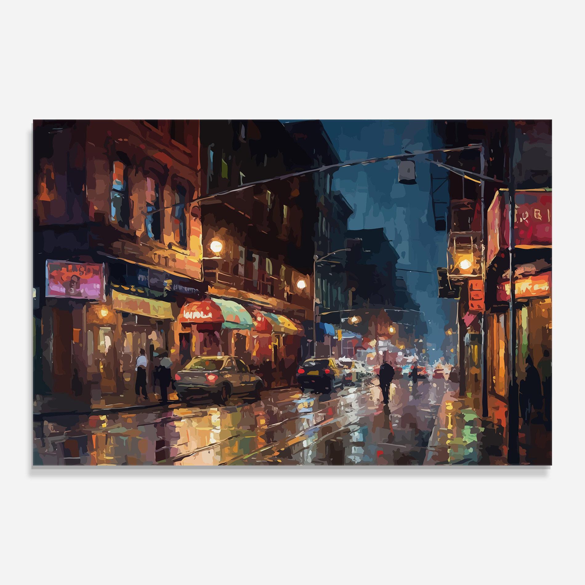 Tablou Sticla City Cars Night mockup 0