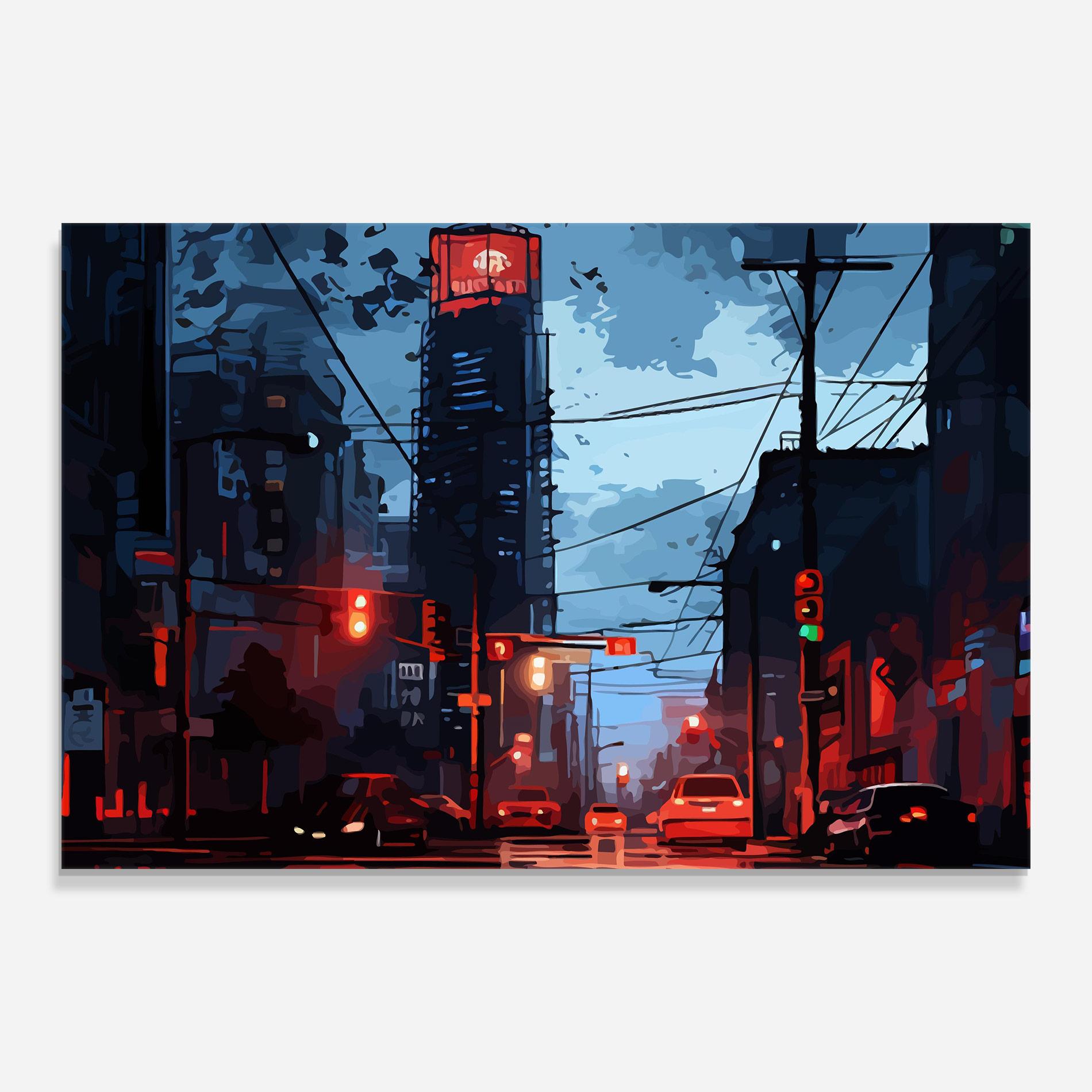 Tablou Sticla Red City Light mockup 0
