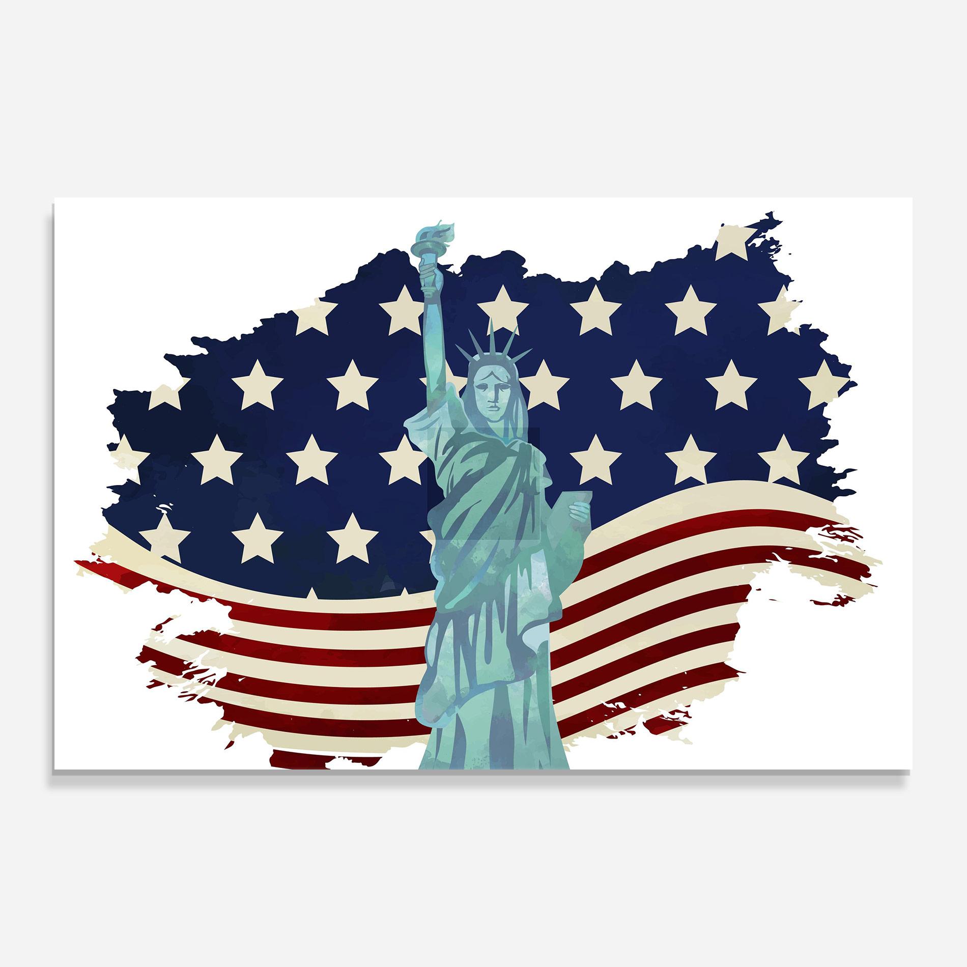 Tablou Sticla Usa Flag Statue mockup 0