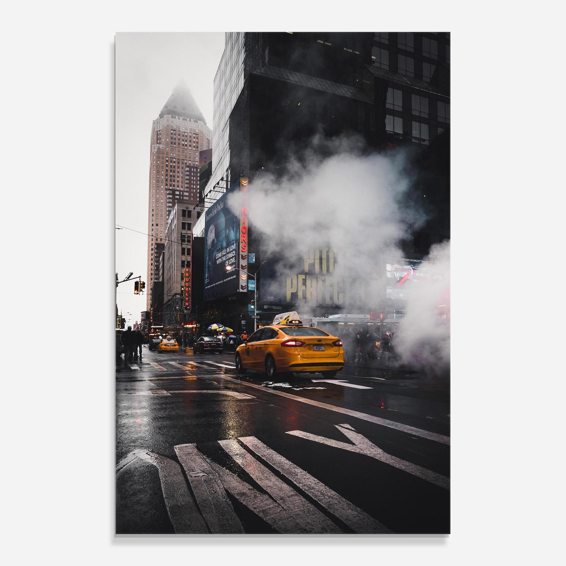 Tablou Sticla Taxi Smoke City mockup 0