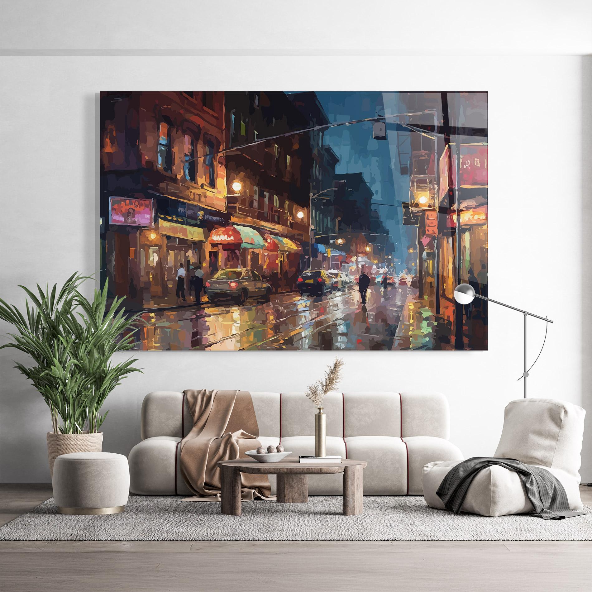 Tablou Sticla City Cars Night mockup 9