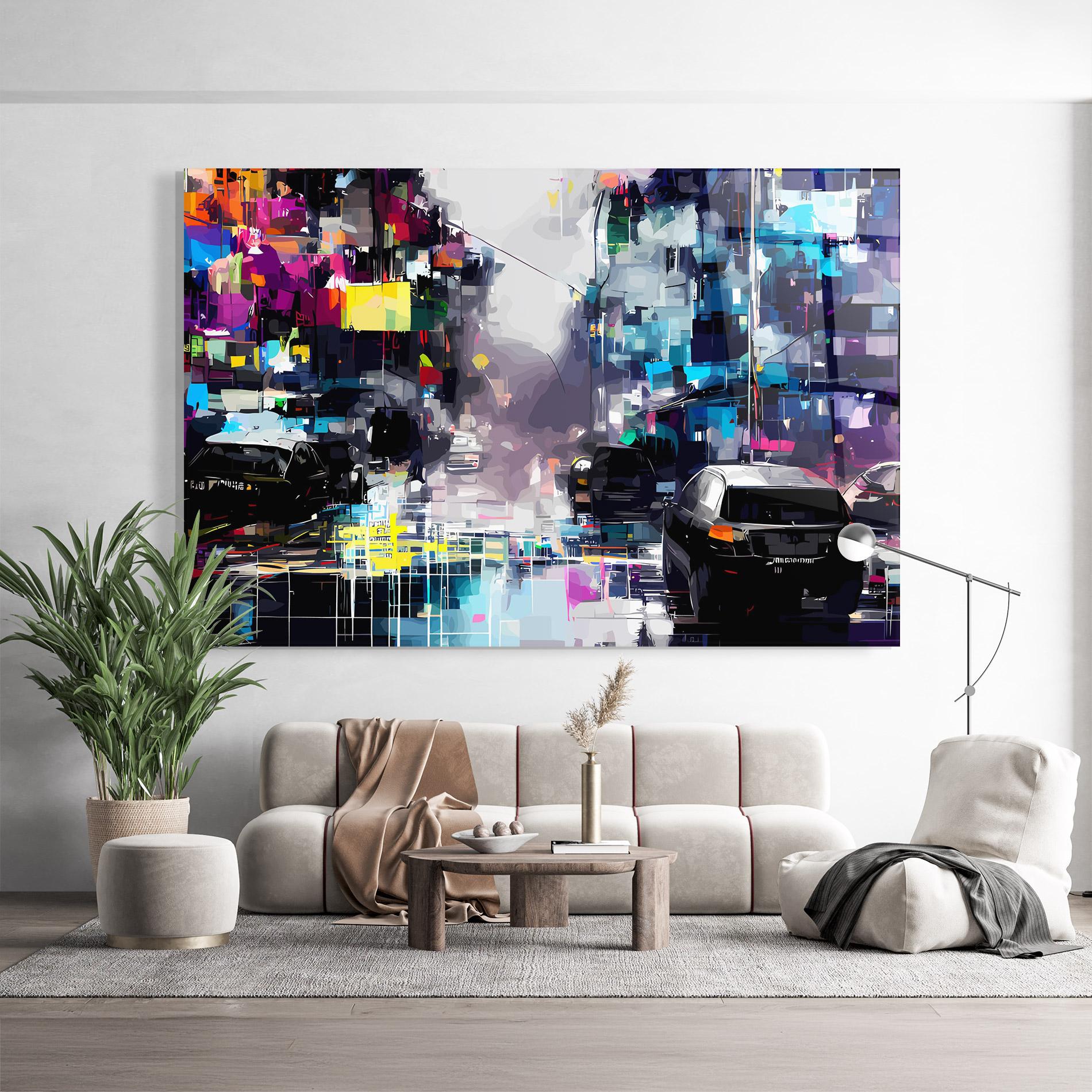 Tablou Sticla Grunge City Street mockup 9