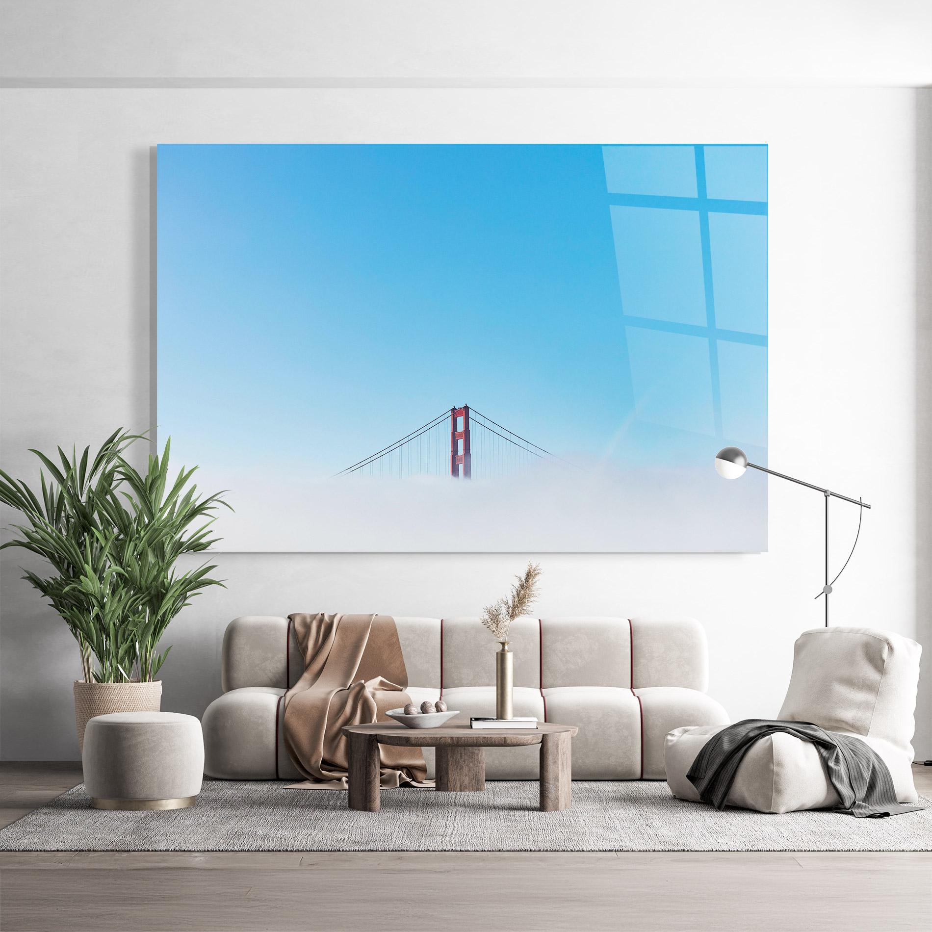 Tablou Sticla High Cloud Bridge mockup 9