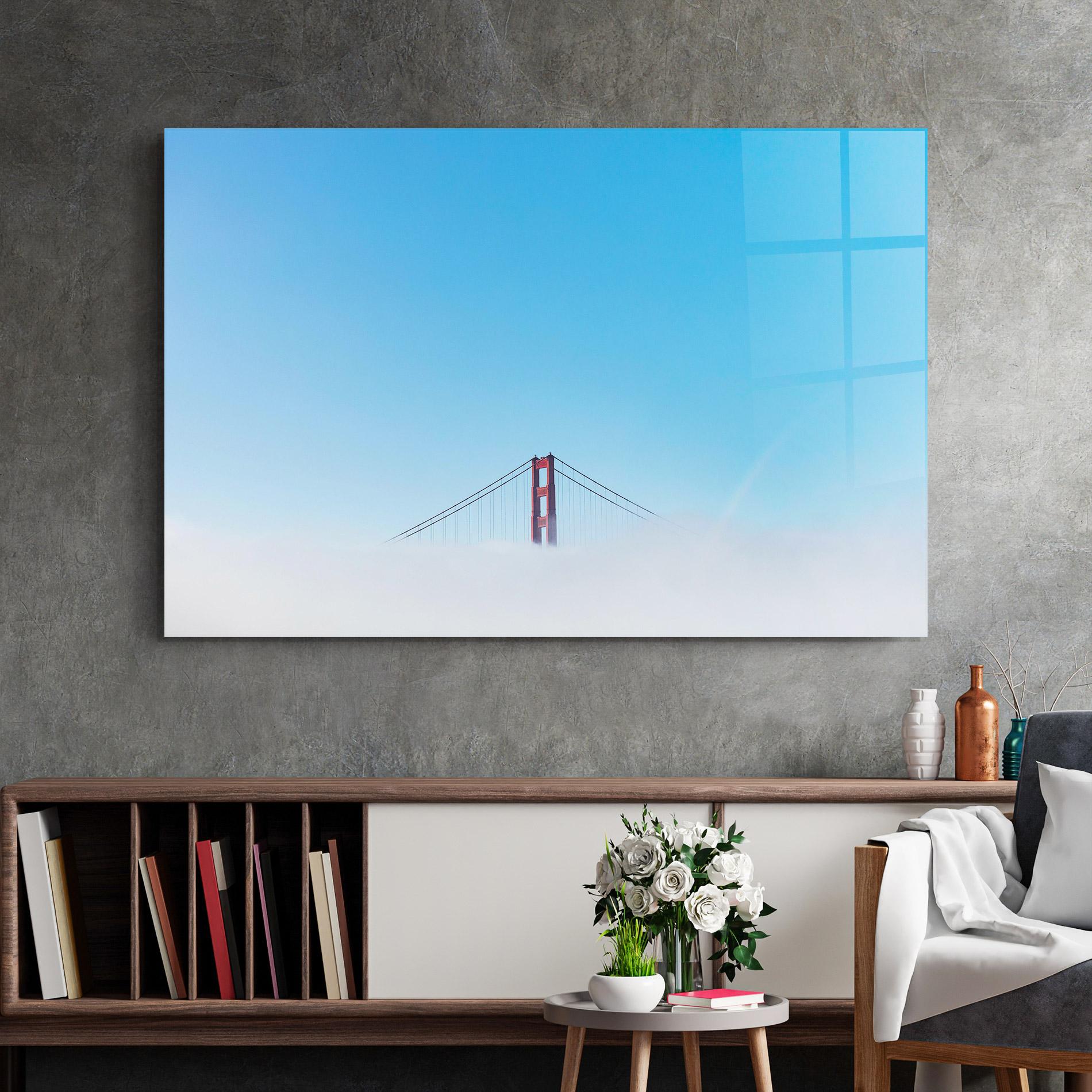 Tablou Sticla High Cloud Bridge mockup 2