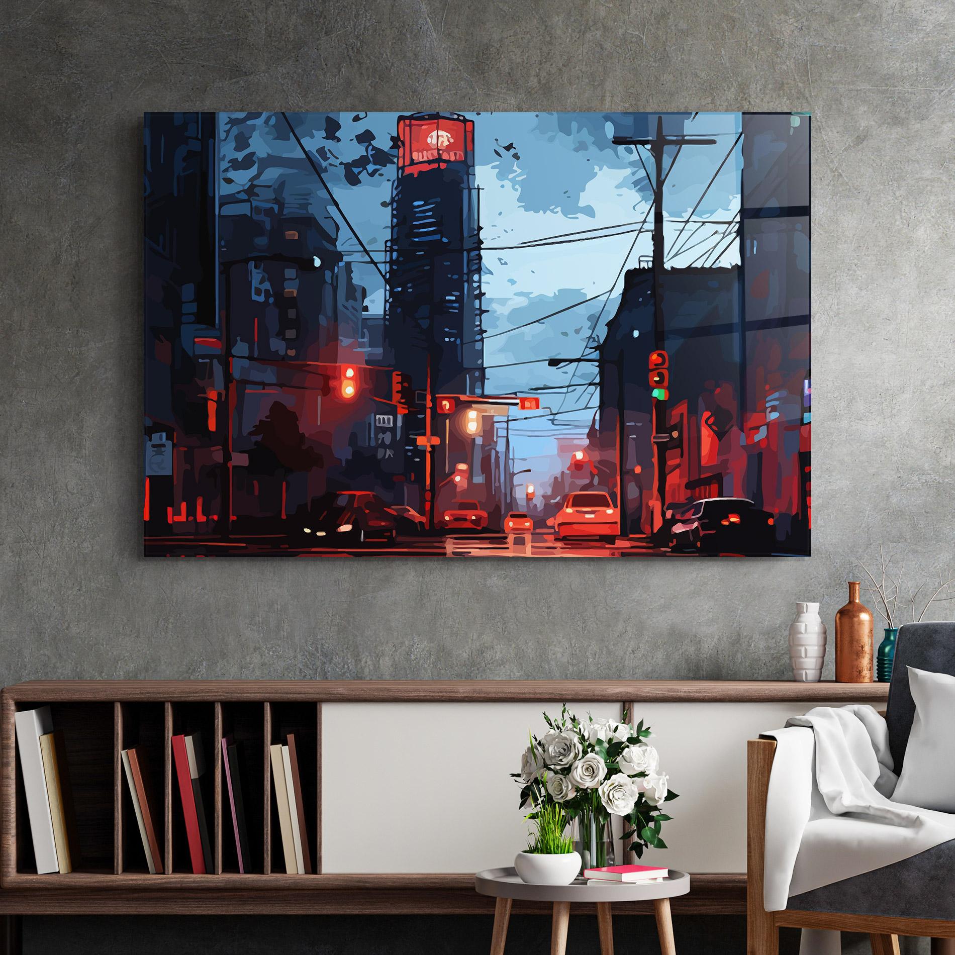 Tablou Sticla Red City Light mockup 2