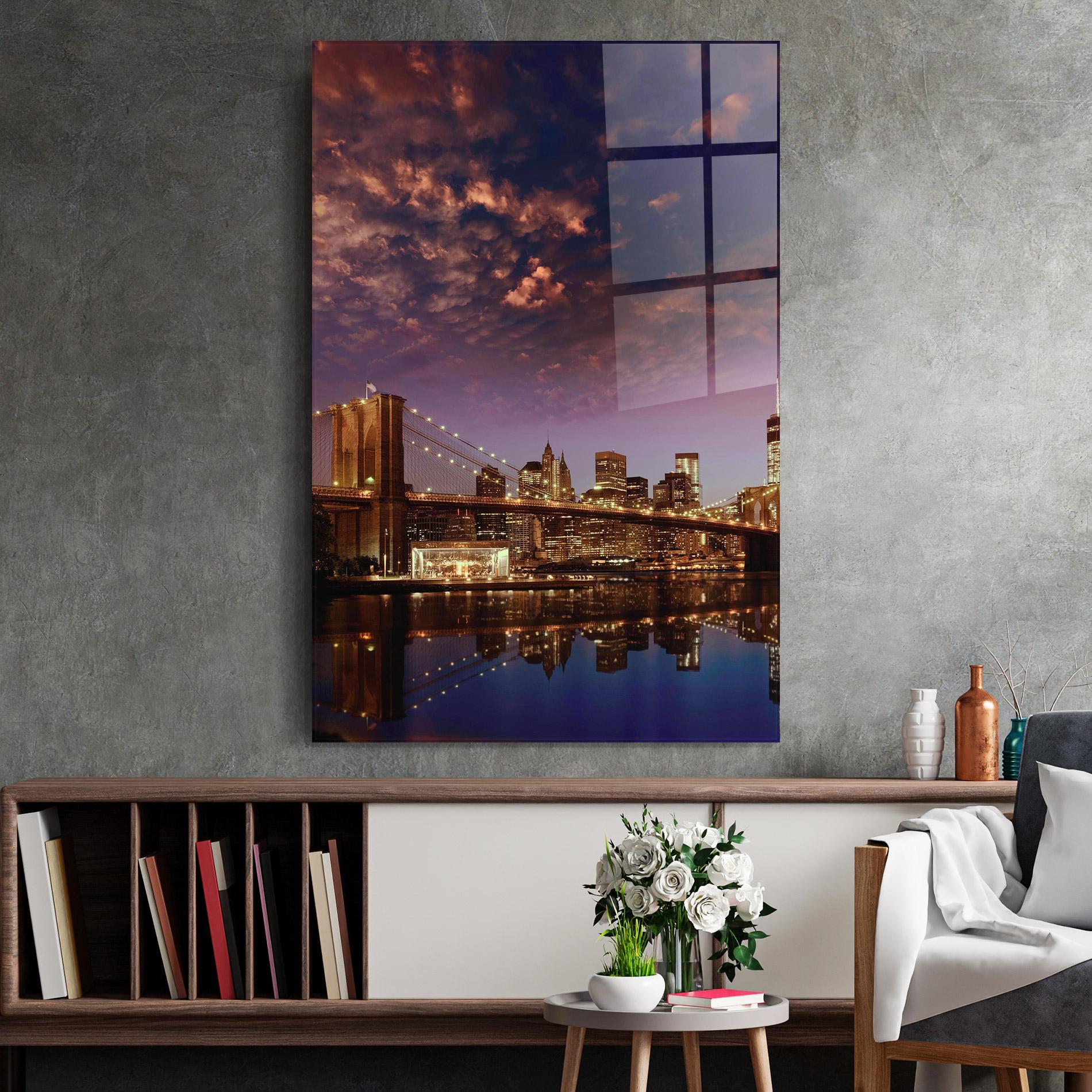 Tablou Sticla Sunset New York mockup 2