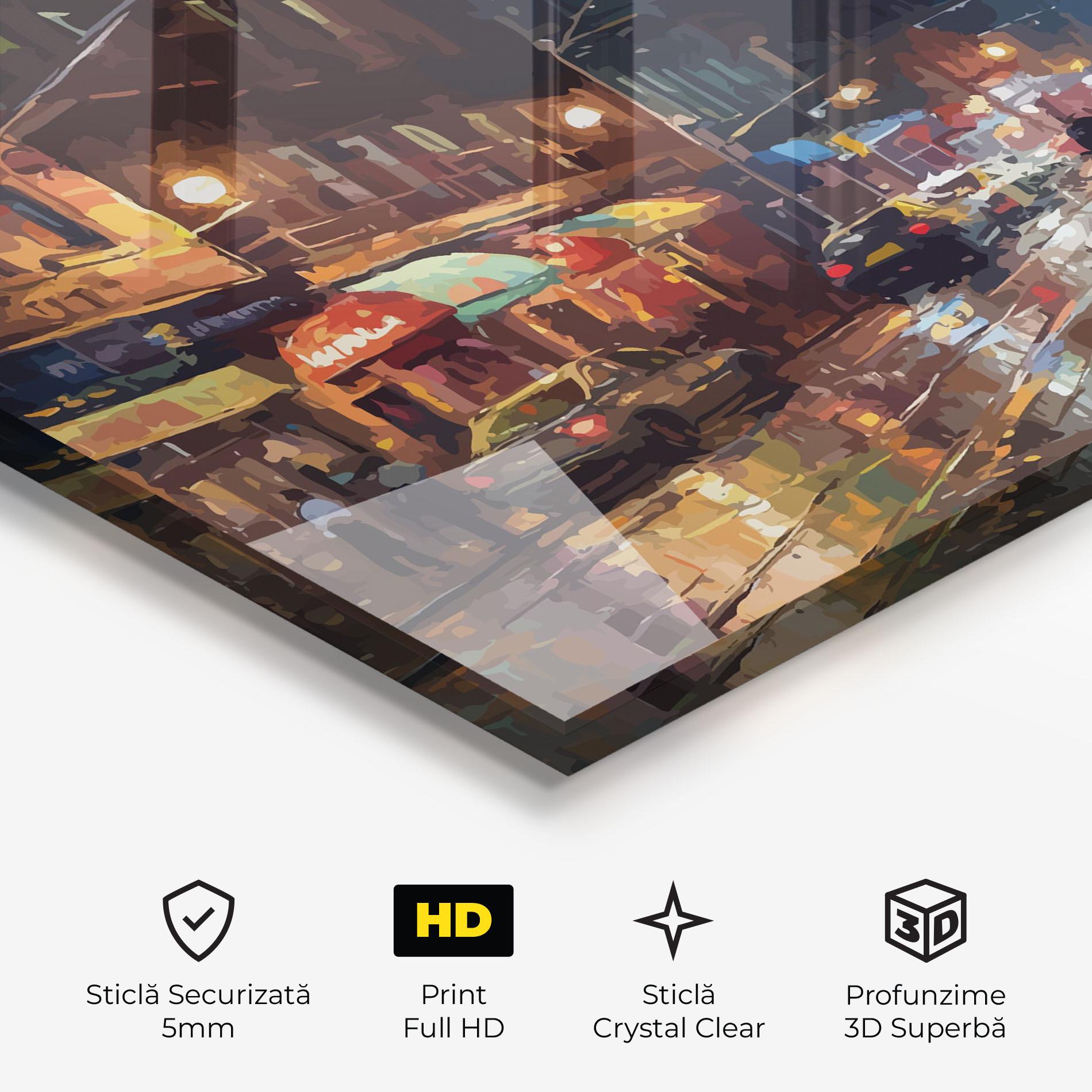 Tablou Sticla City Cars Night mockup 3