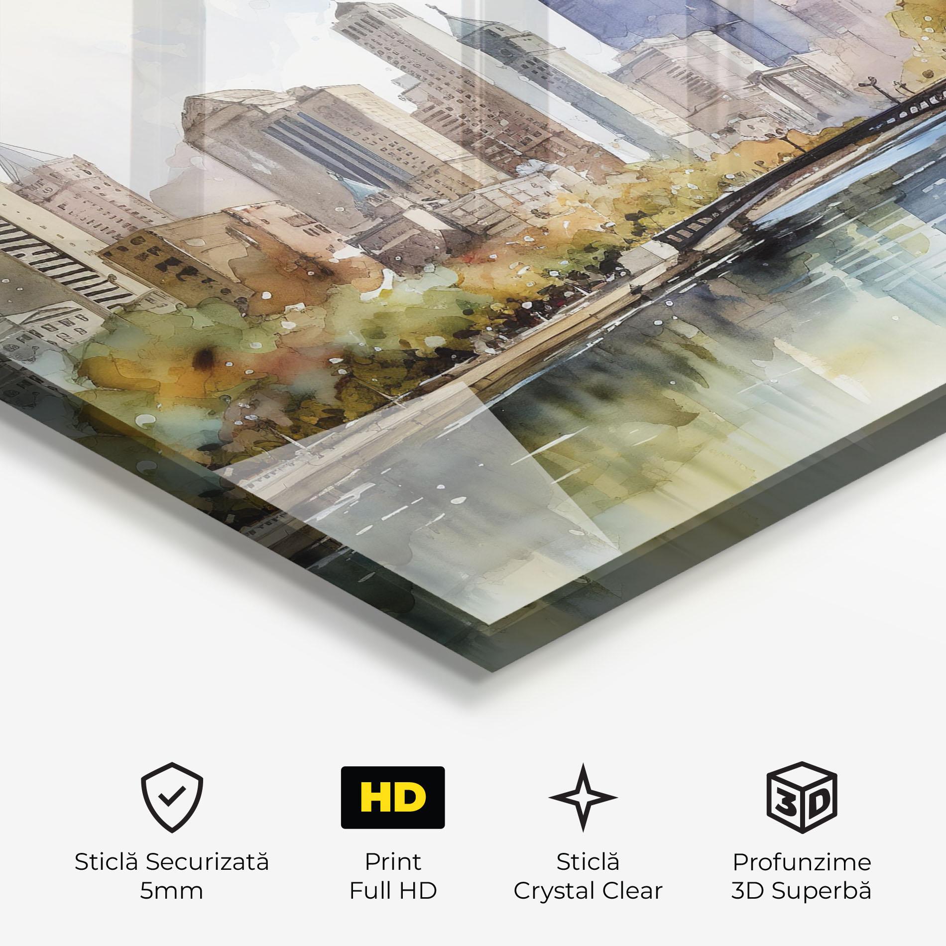 Tablou Sticla City Skyline Painting mockup 3