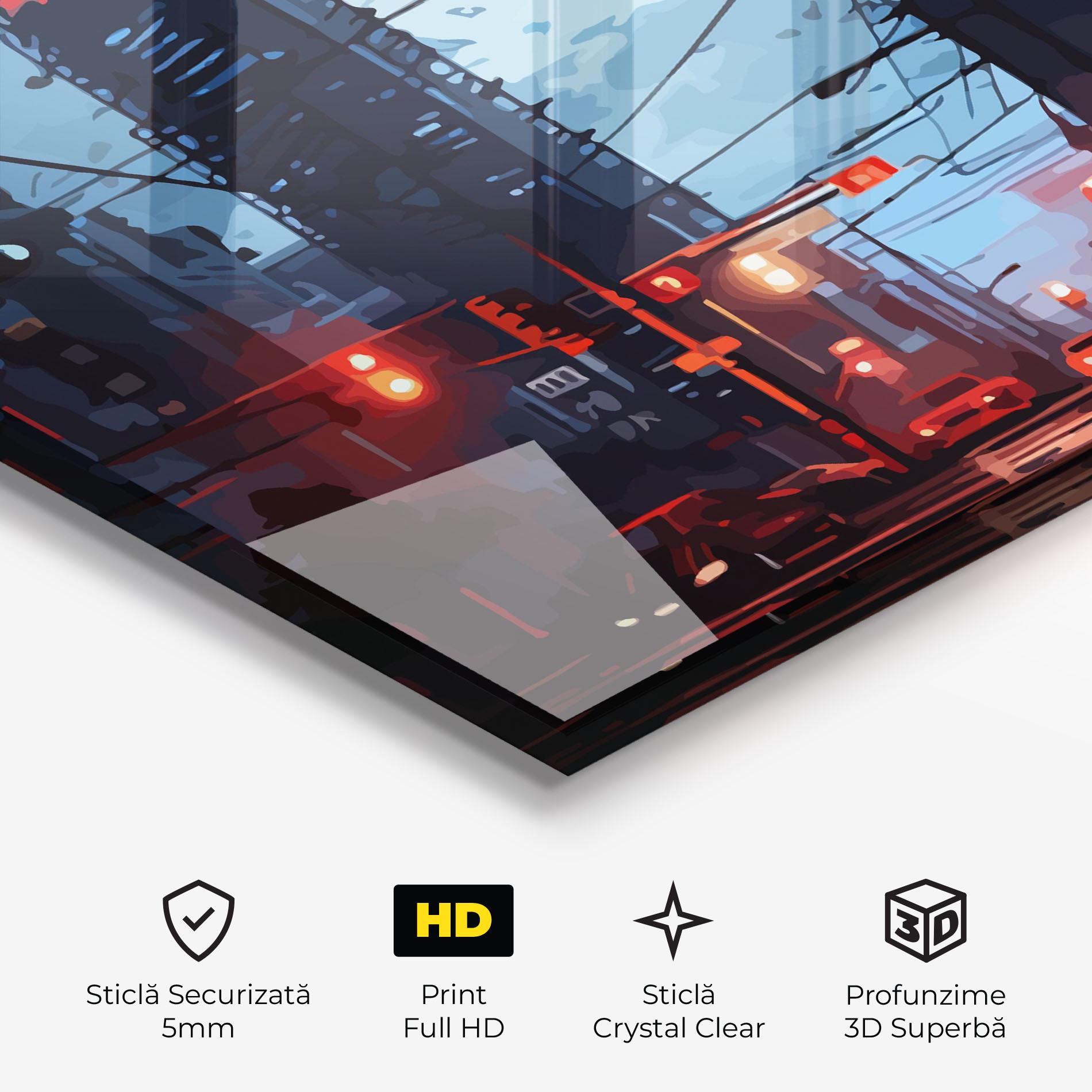 Tablou Sticla Red City Light mockup 3