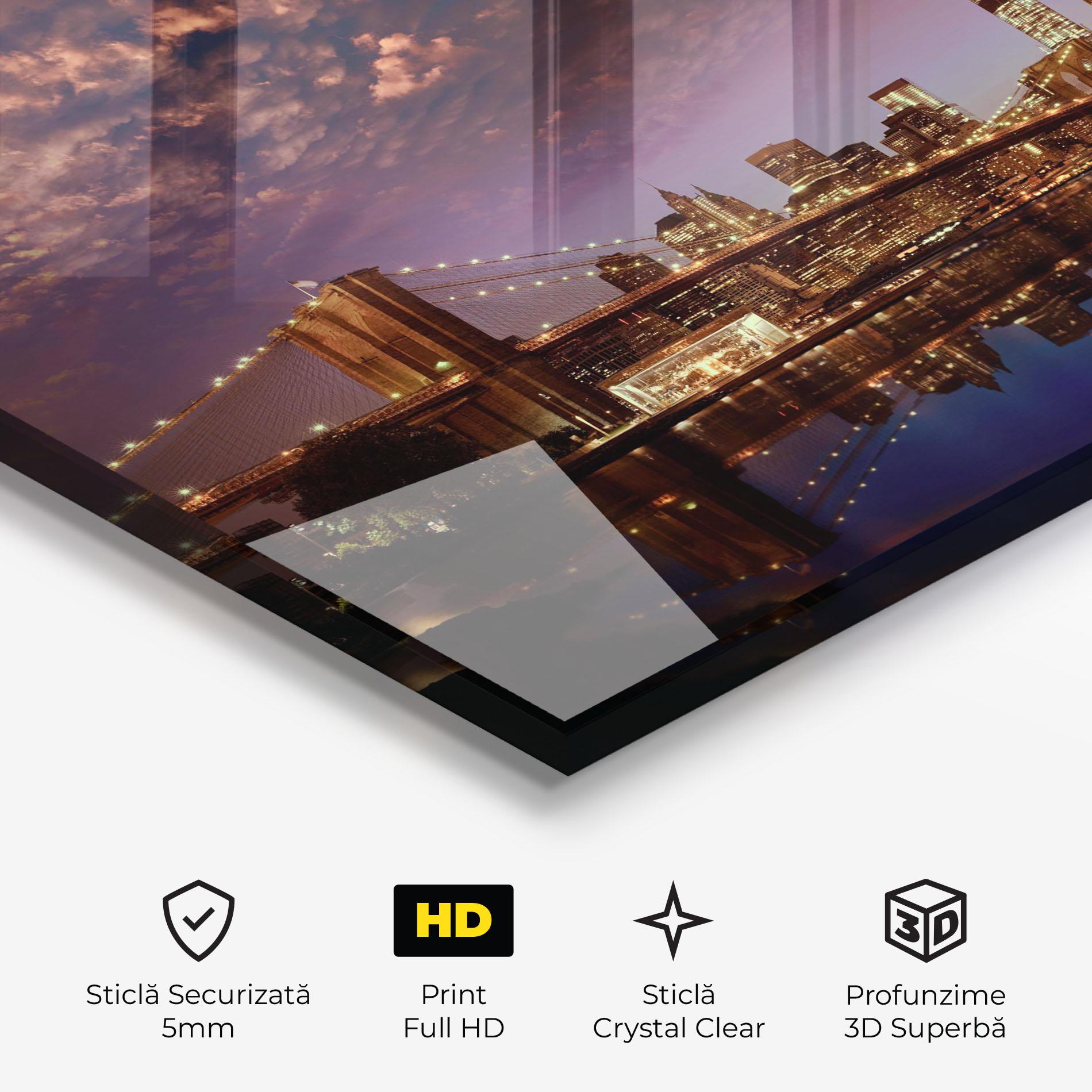 Tablou Sticla Sunset New York mockup 3