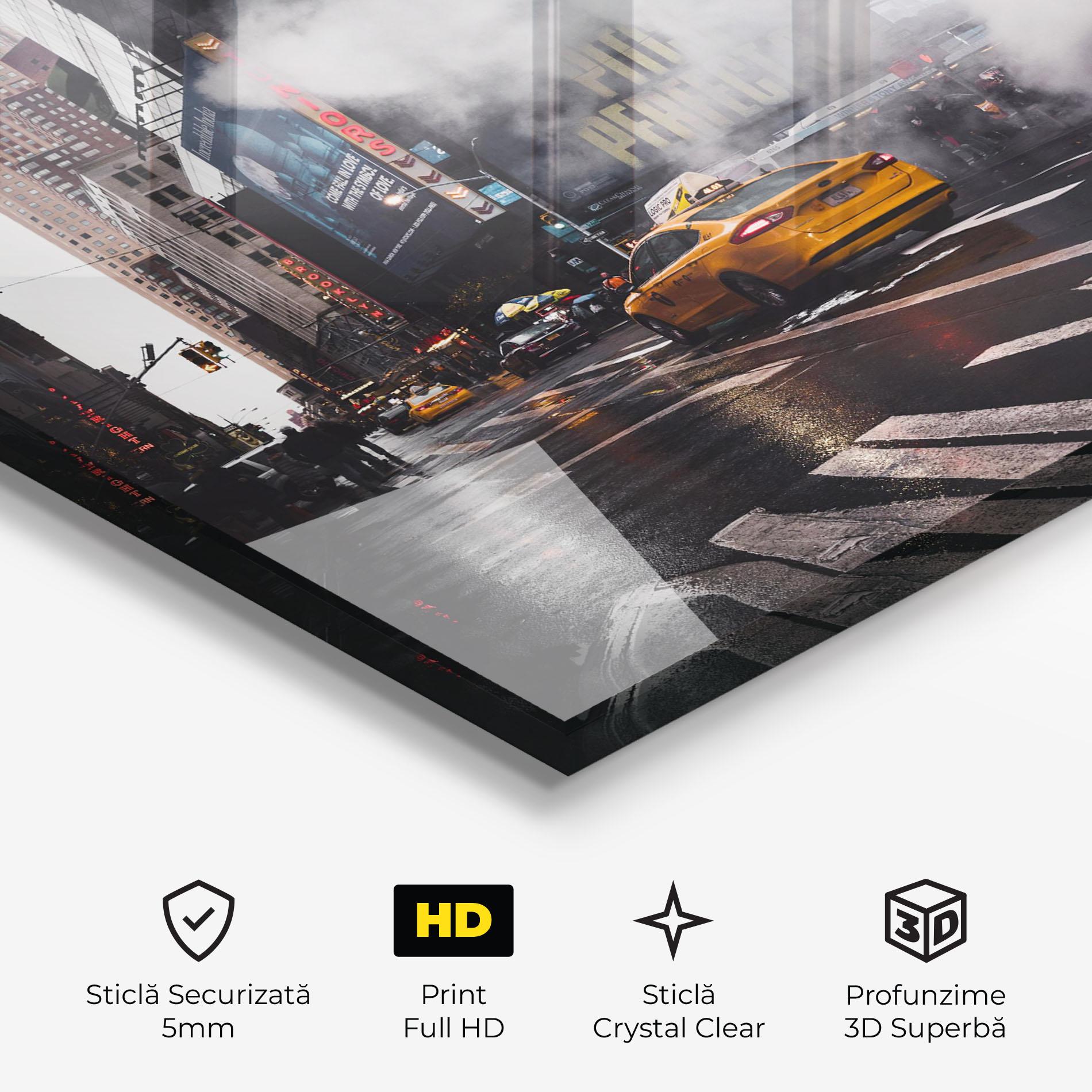 Tablou Sticla Taxi Smoke City mockup 3