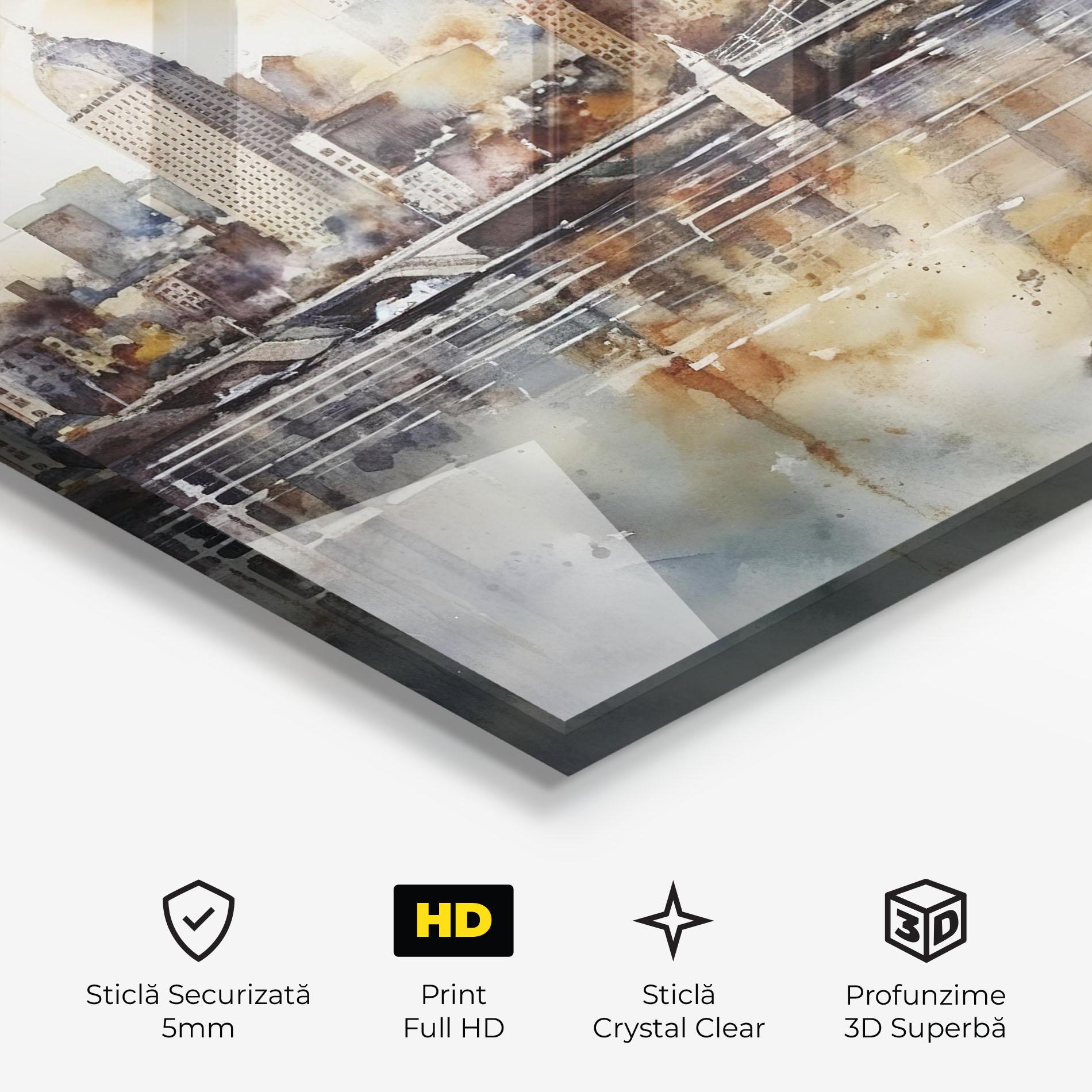 Tablou Sticla Watercolor Skyline mockup 3