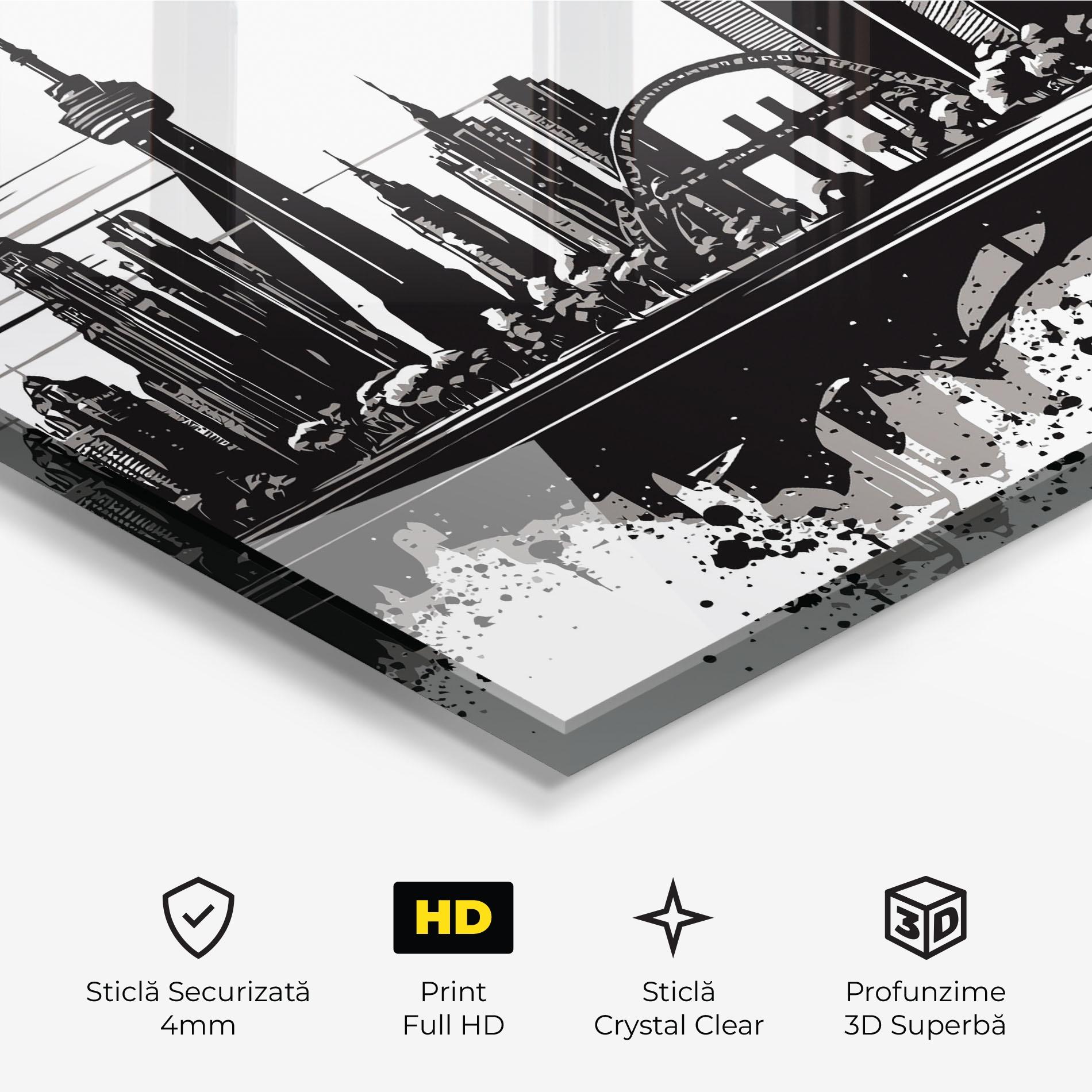 Tablou Sticla Black Ink City mockup 3