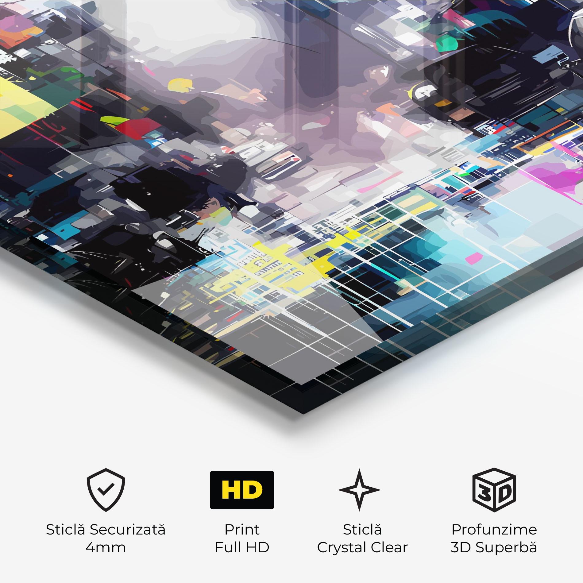 Tablou Sticla Grunge City Street mockup 3