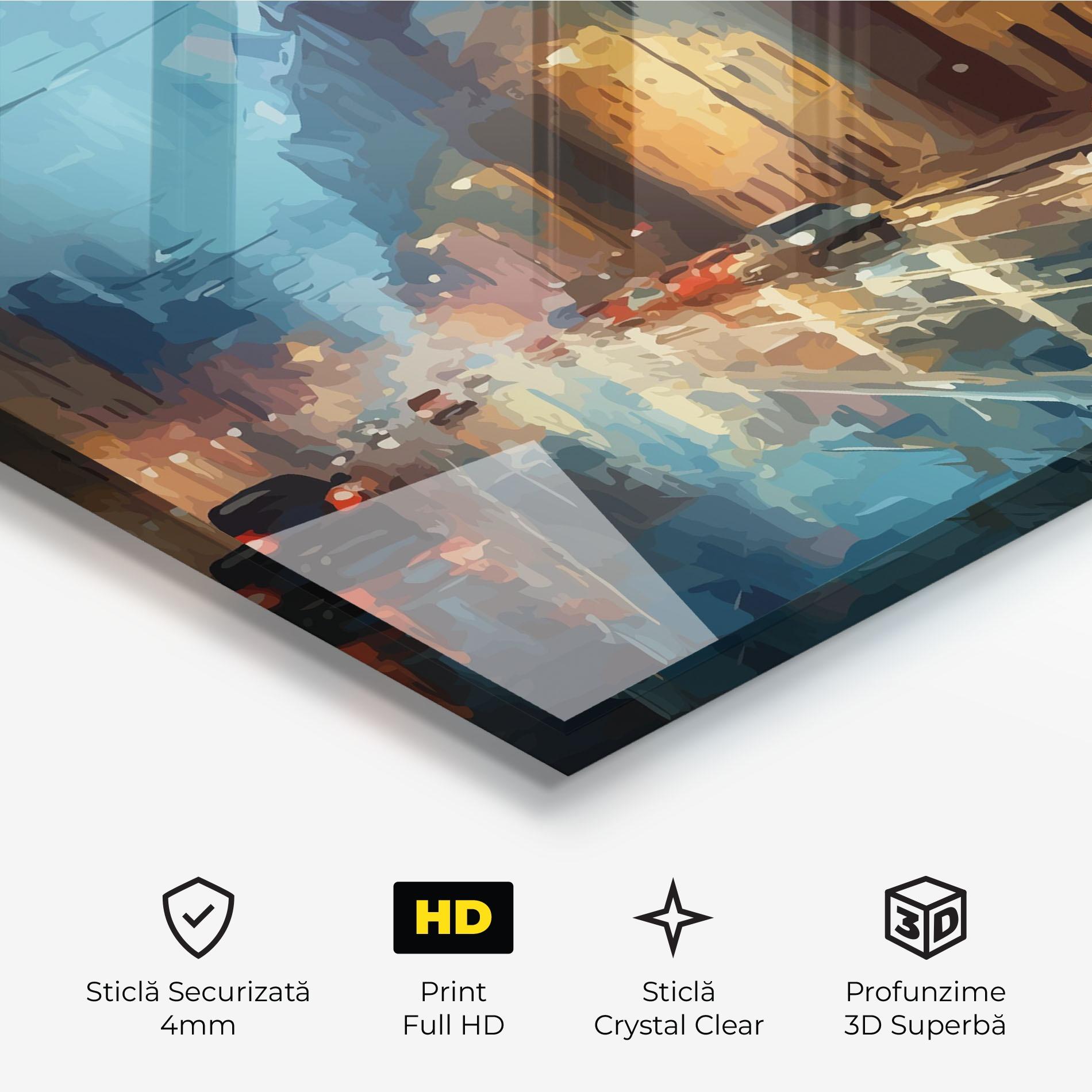 Tablou Sticla Red Car City Night mockup 3