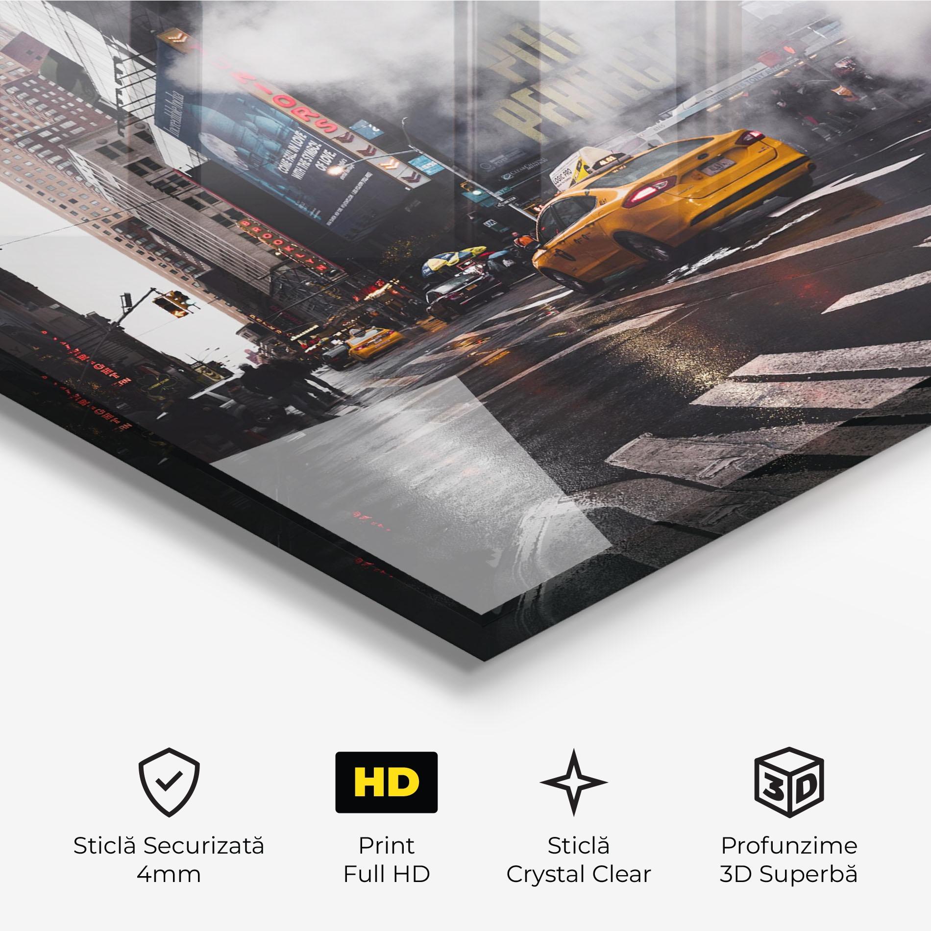 Tablou Sticla Taxi Smoke City mockup 3