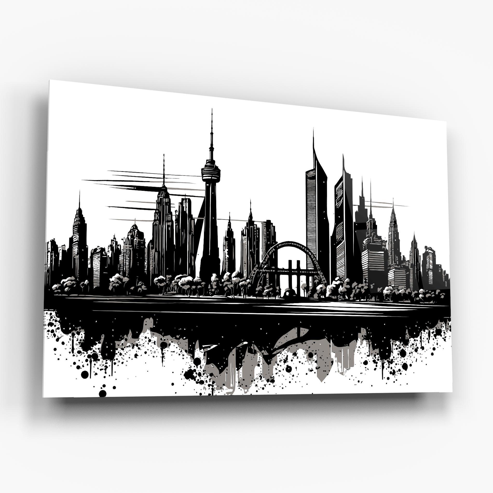 Tablou Sticla Black Ink City mockup 6