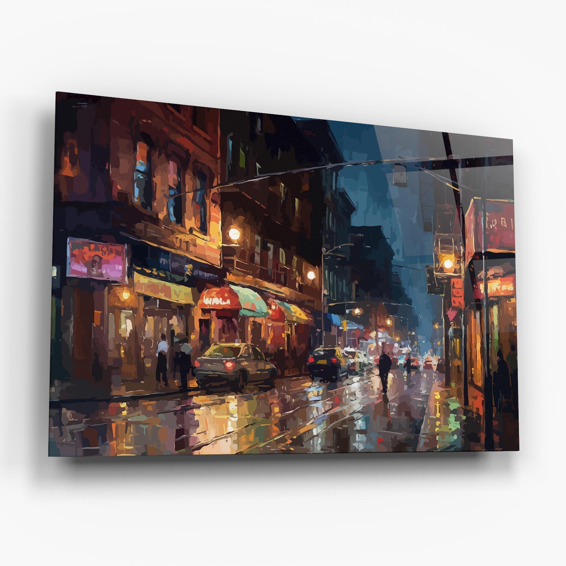 Tablou Sticla City Cars Night mockup 6