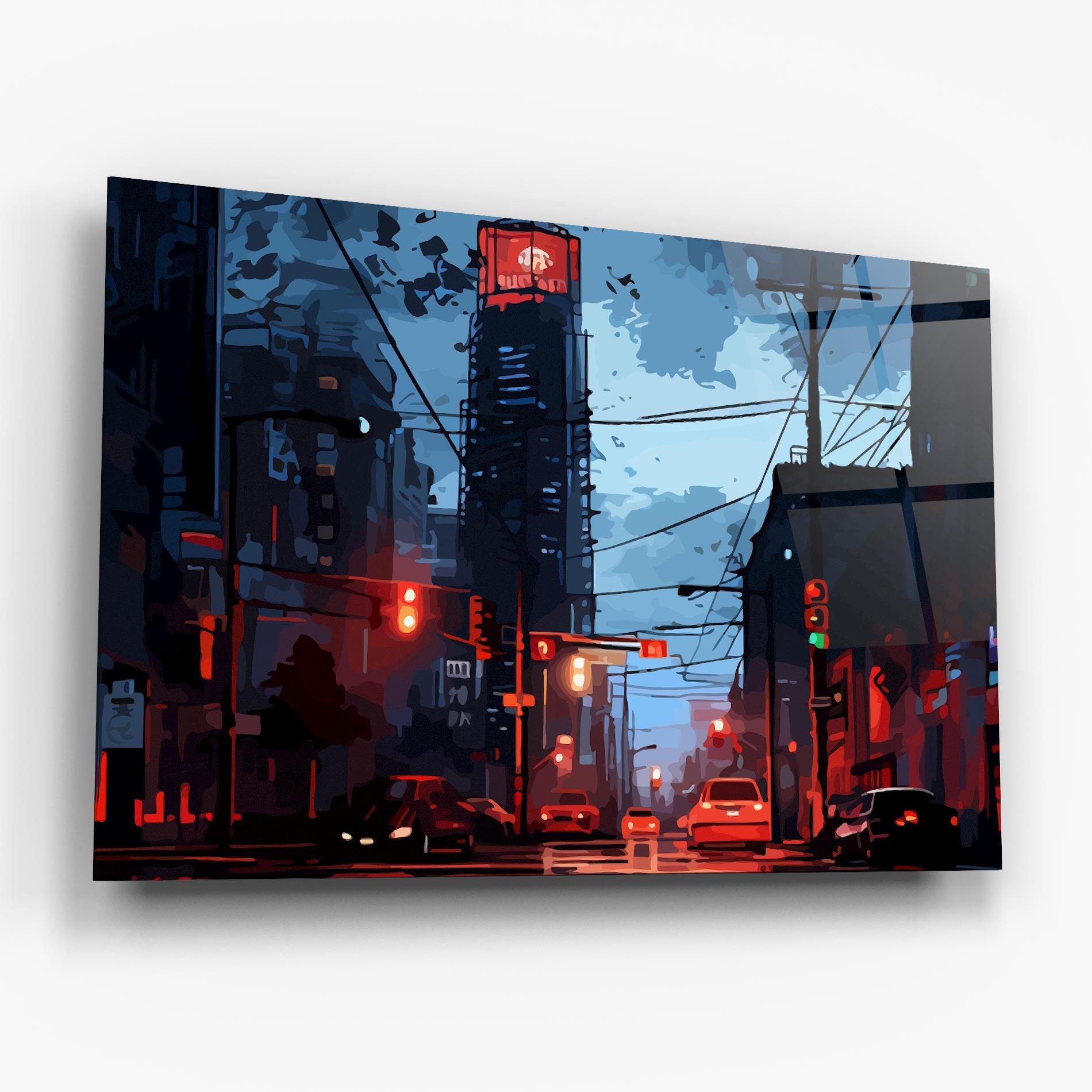 Tablou Sticla Red City Light mockup 6