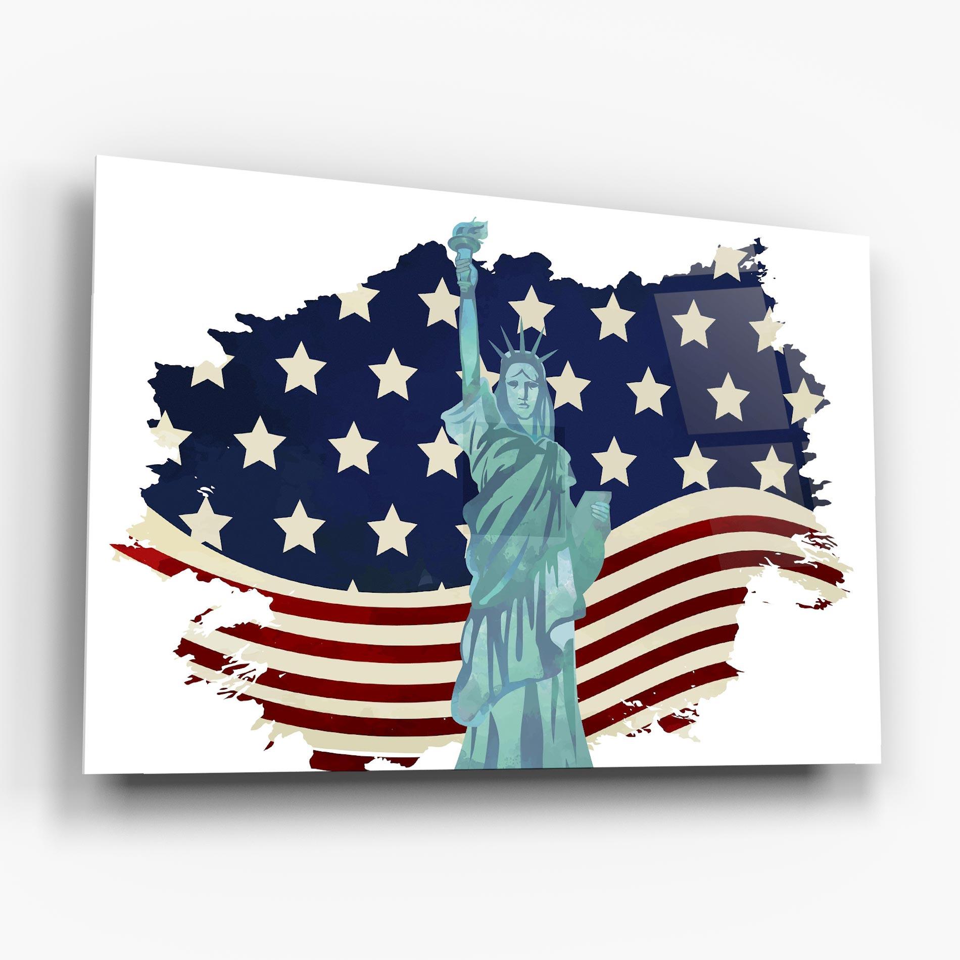 Tablou Sticla Usa Flag Statue mockup 6