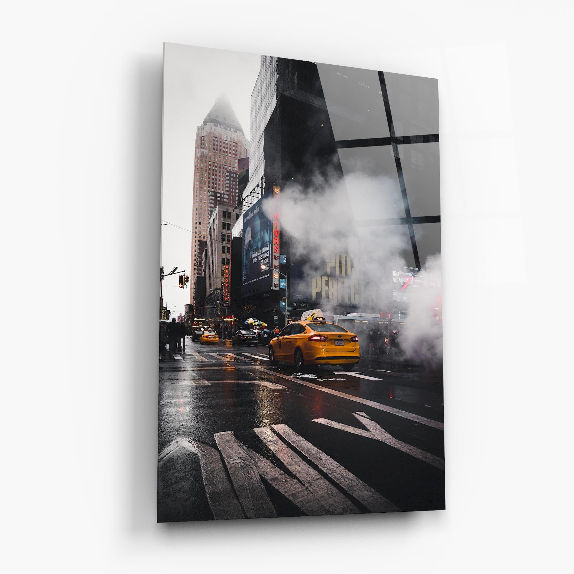 Tablou Sticla Taxi Smoke City mockup 6