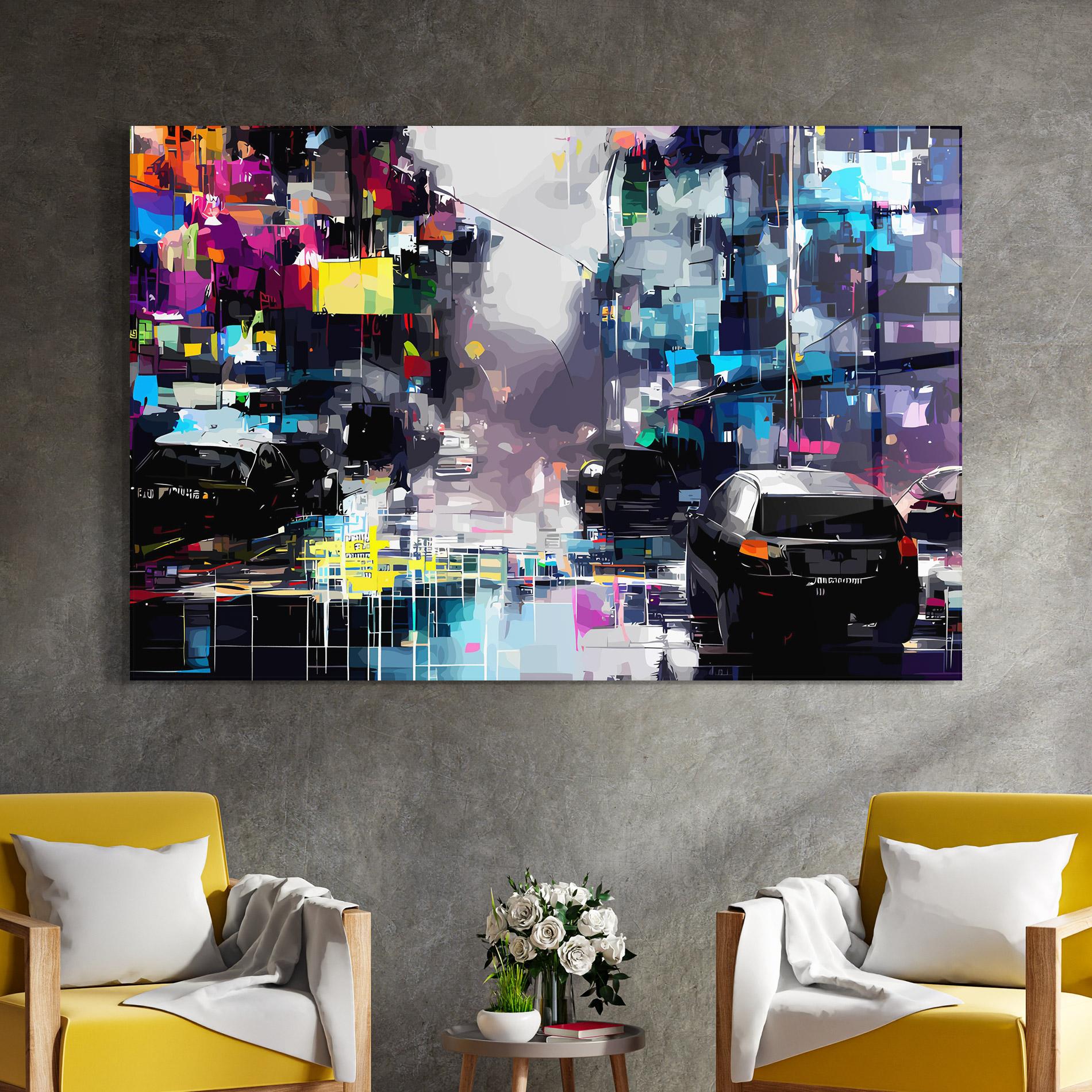 Tablou Sticla Grunge City Street mockup 4