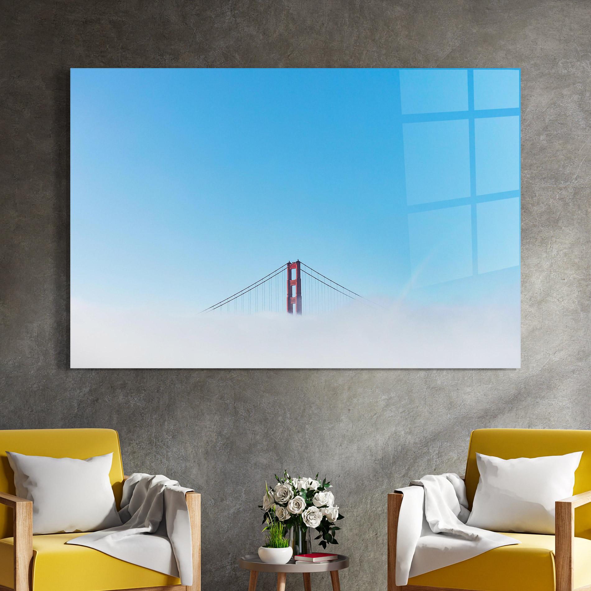 Tablou Sticla High Cloud Bridge mockup 4