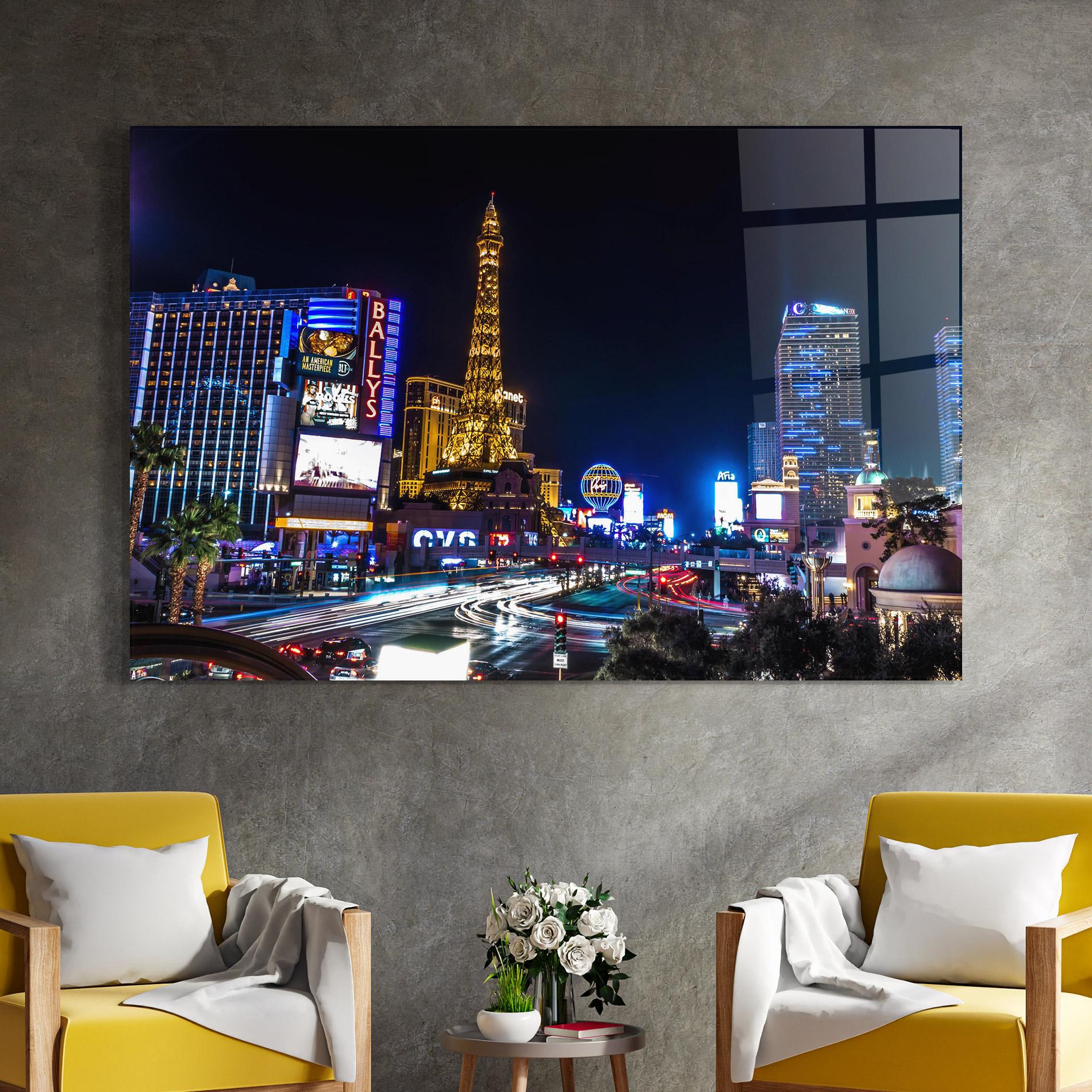 Tablou Sticla Las Vegas Night mockup 4