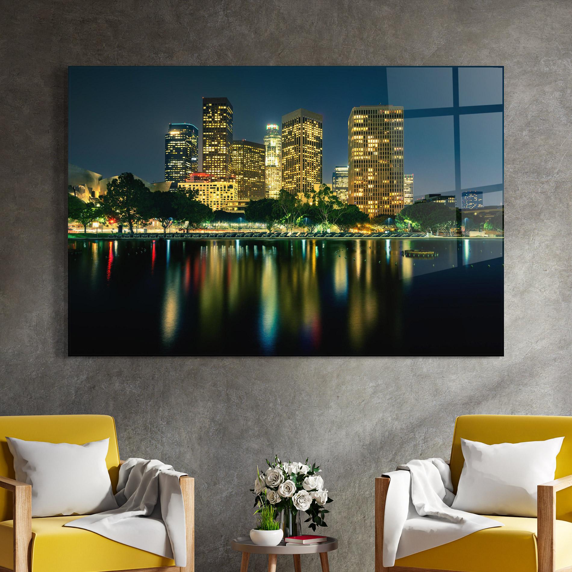 Tablou Sticla Los Angeles Night mockup 4