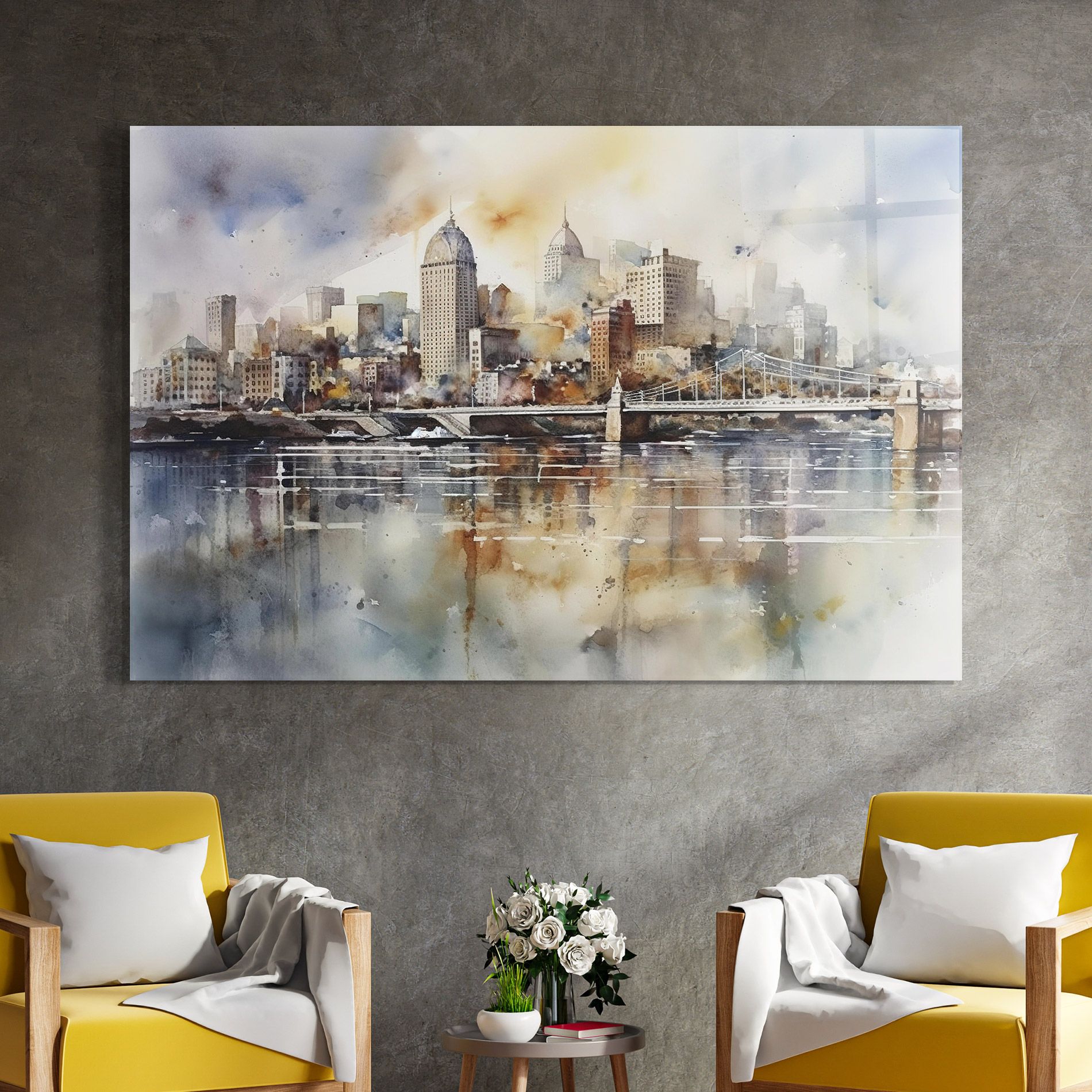 Watercolor Skyline mockup 4