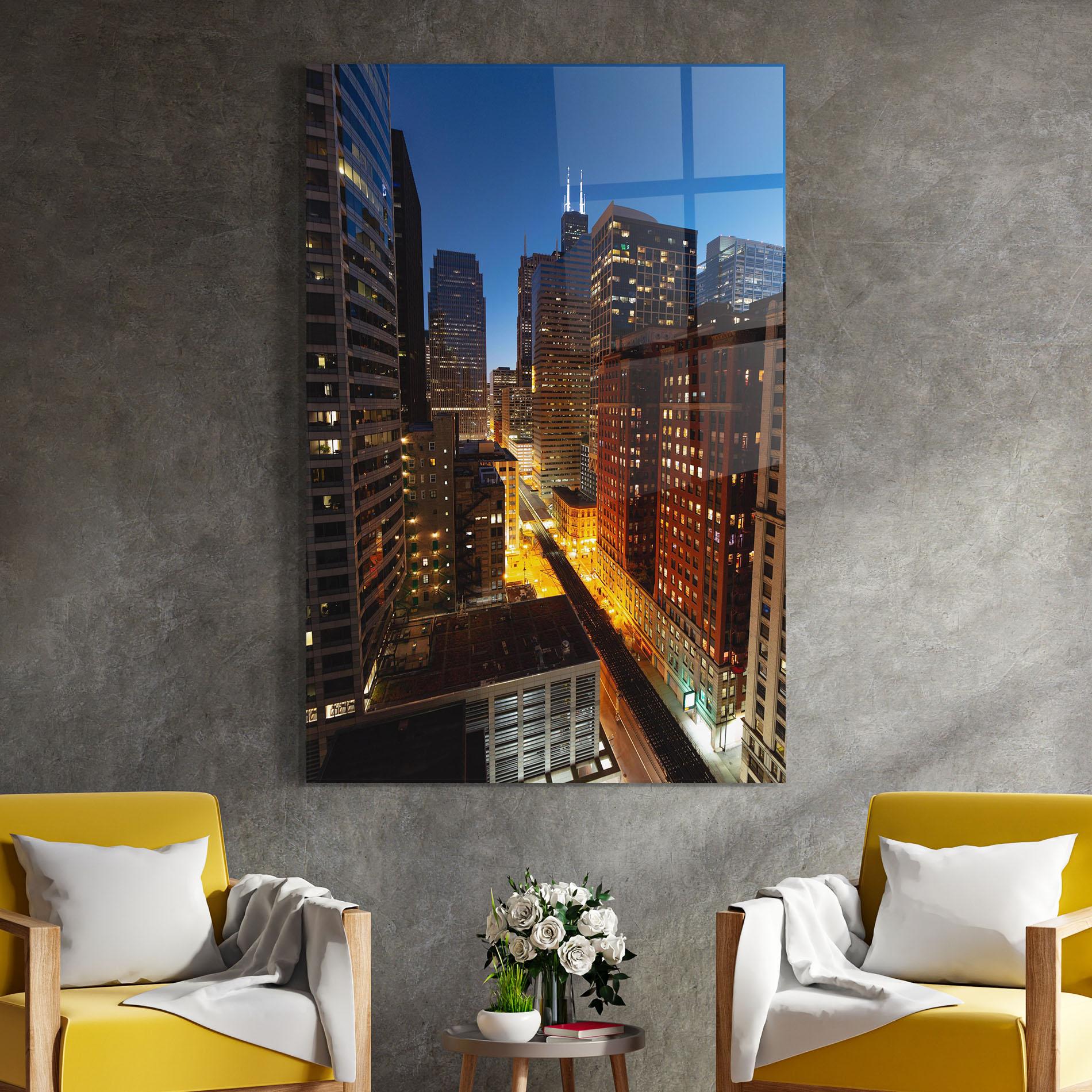 Tablou Sticla Hight City Building mockup 4