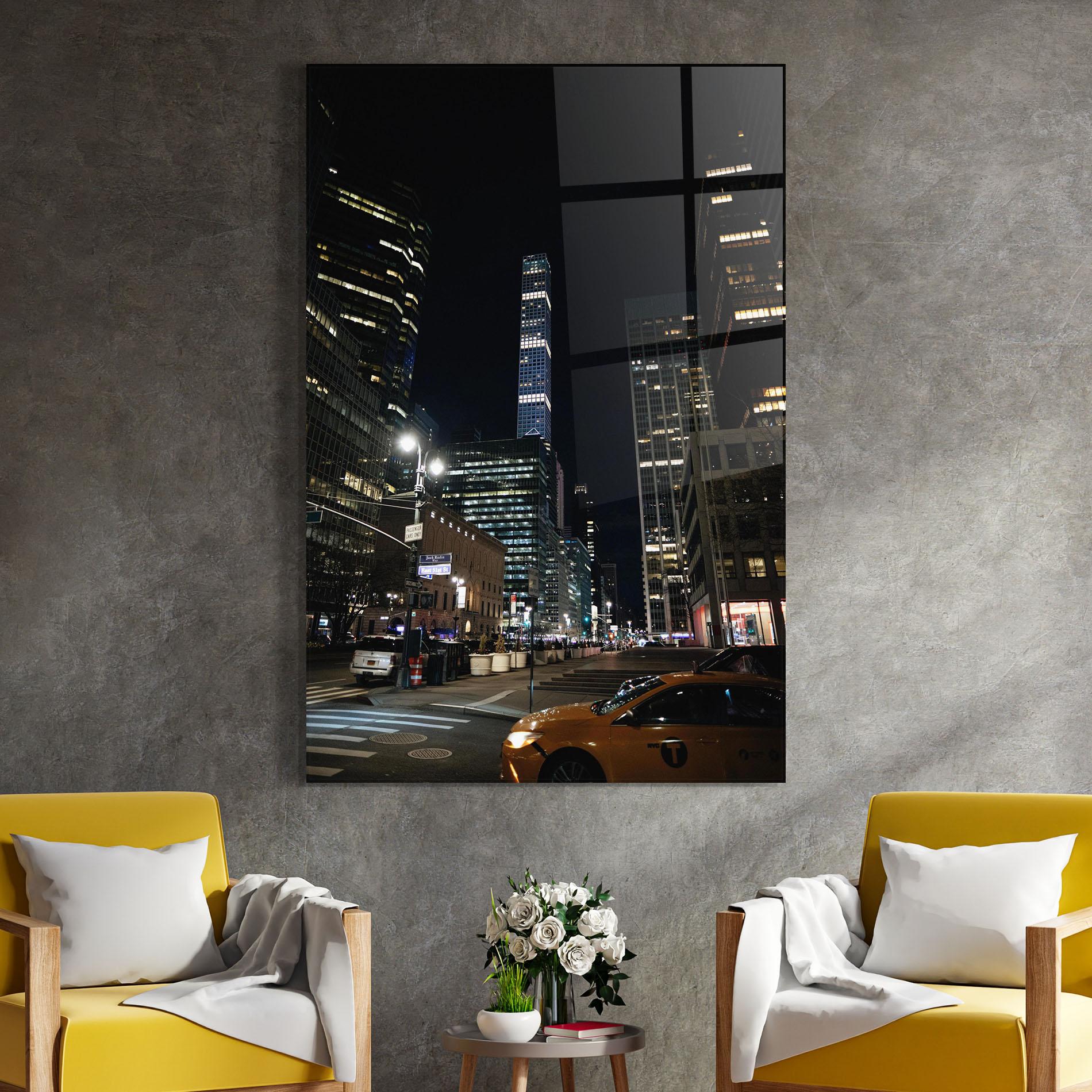 Tablou Sticla Skyline Night Light mockup 4