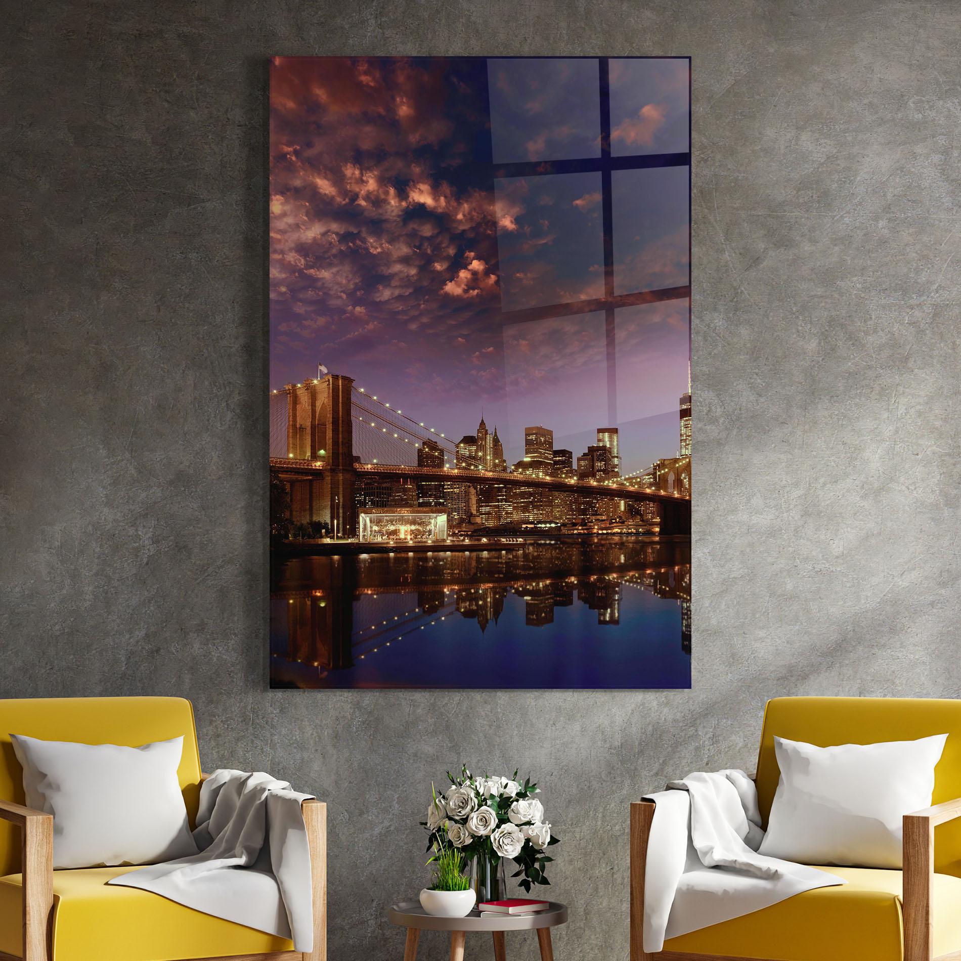 Tablou Sticla Sunset New York mockup 4