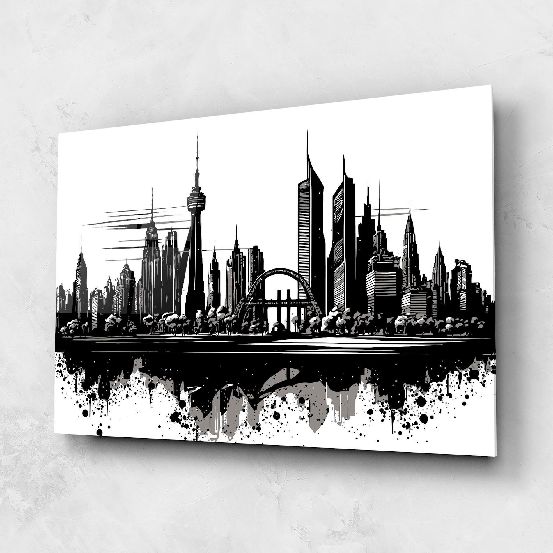 Tablou Sticla Black Ink City mockup 1