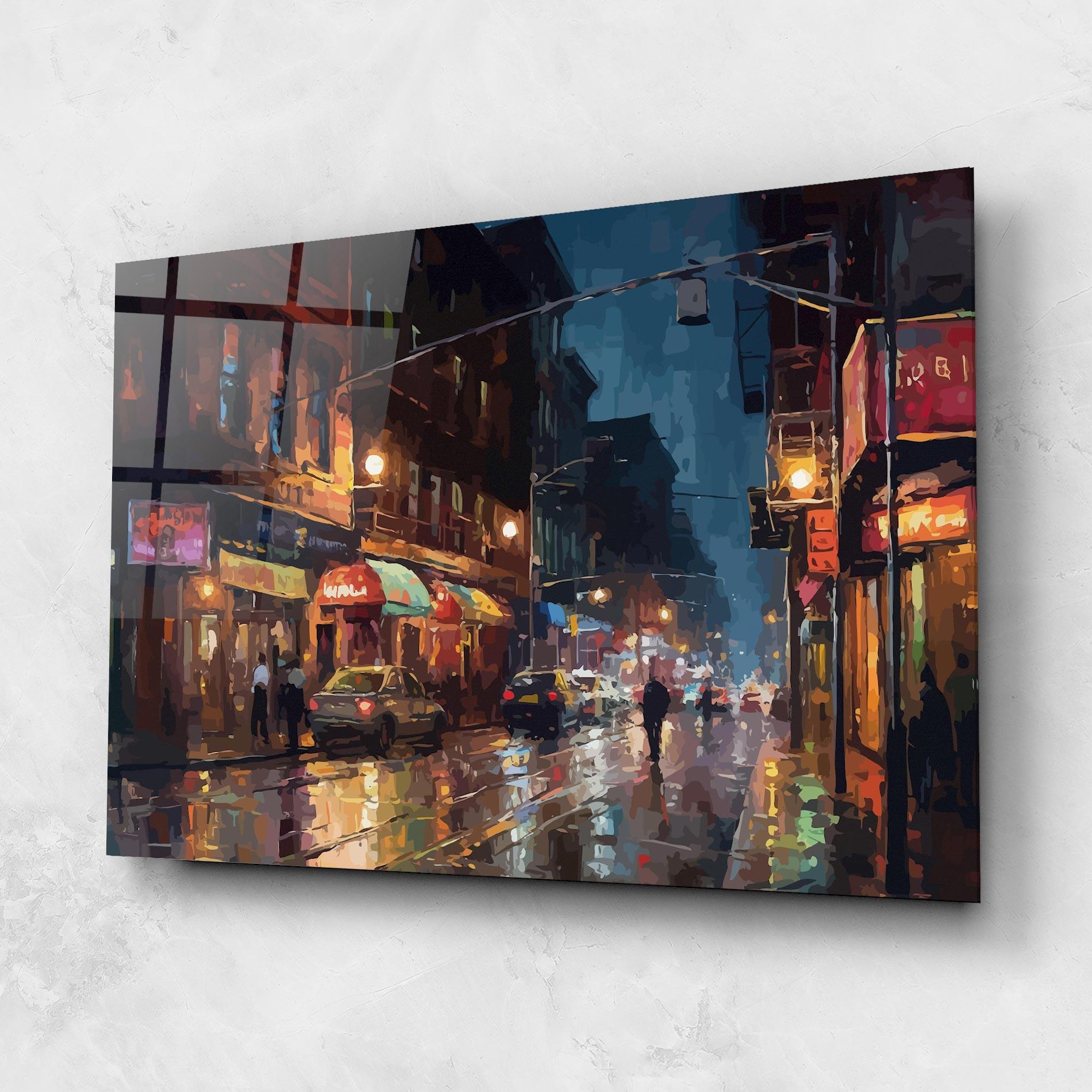 Tablou Sticla City Cars Night mockup 1