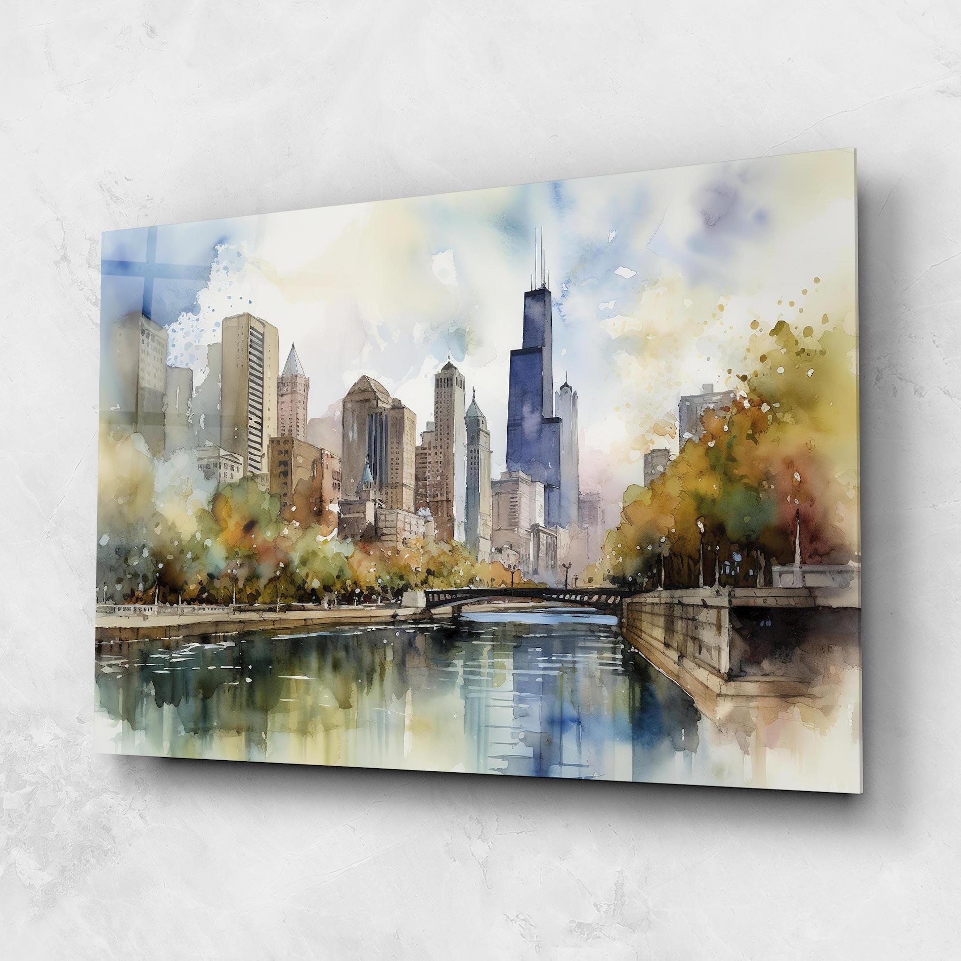 Tablou Sticla City Skyline Painting mockup 1