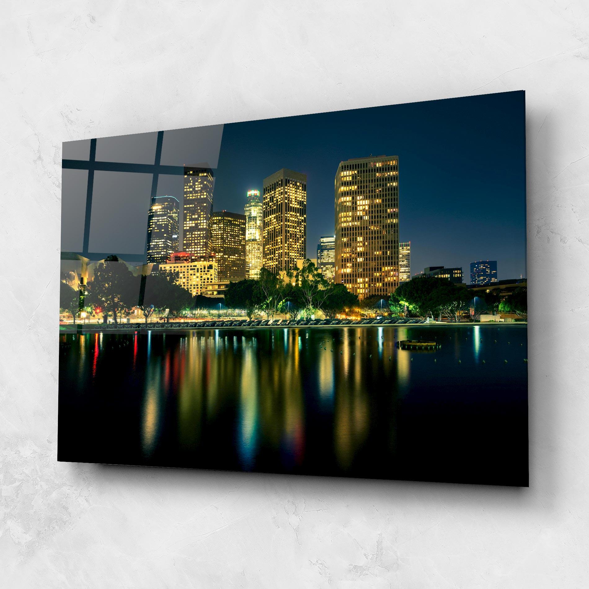 Tablou Sticla Los Angeles Night mockup 1