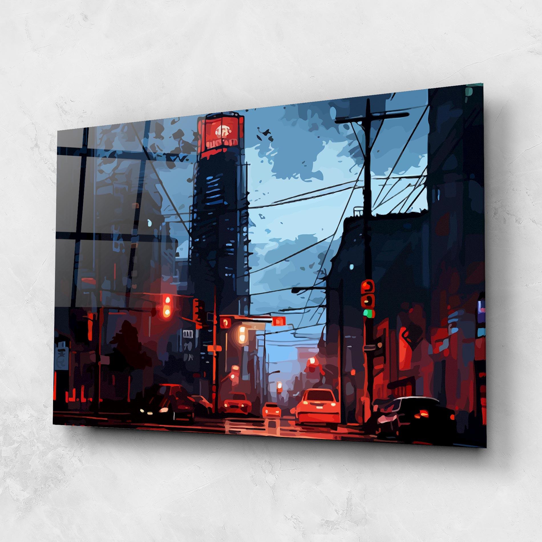 Tablou Sticla Red City Light mockup 1