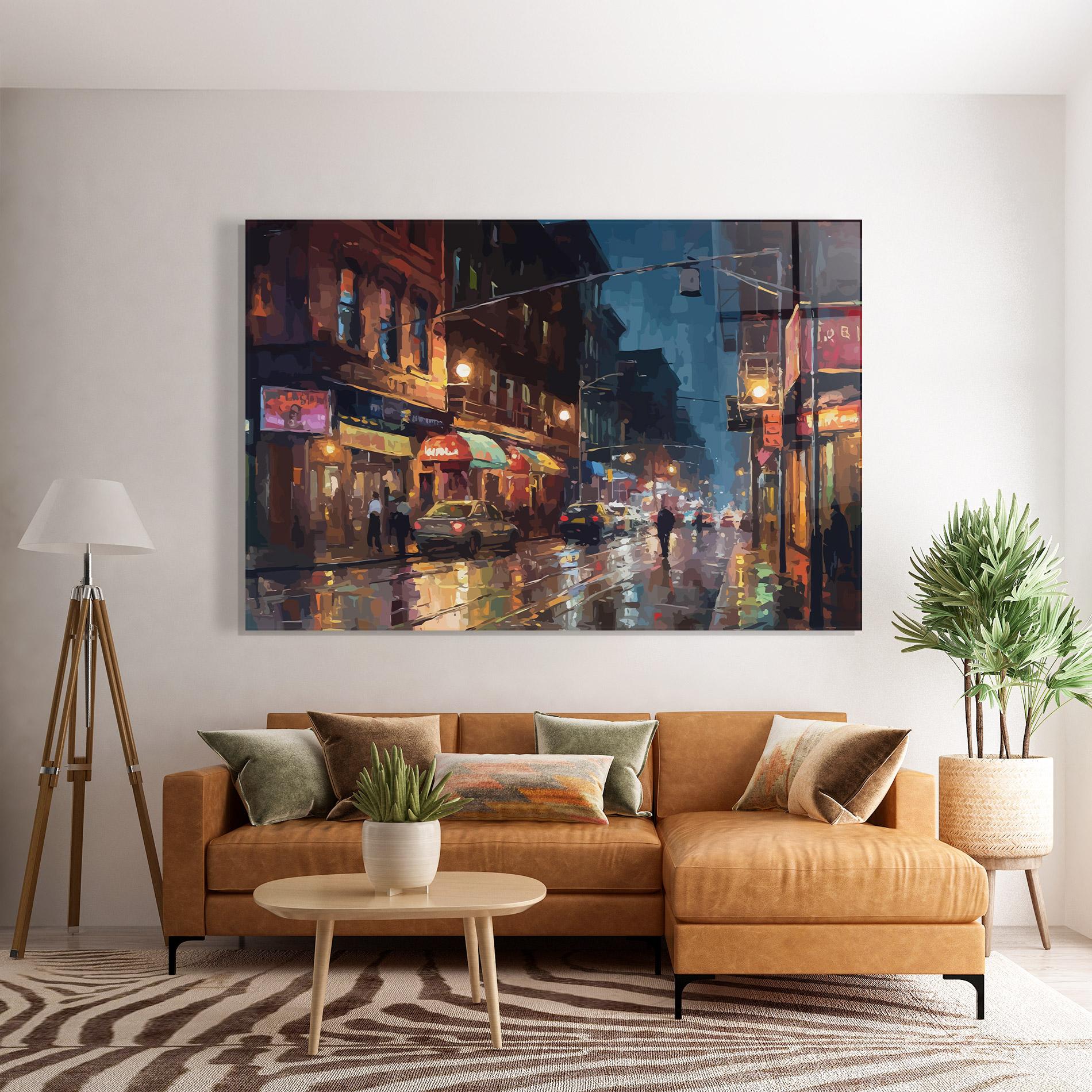 Tablou Sticla City Cars Night mockup 7