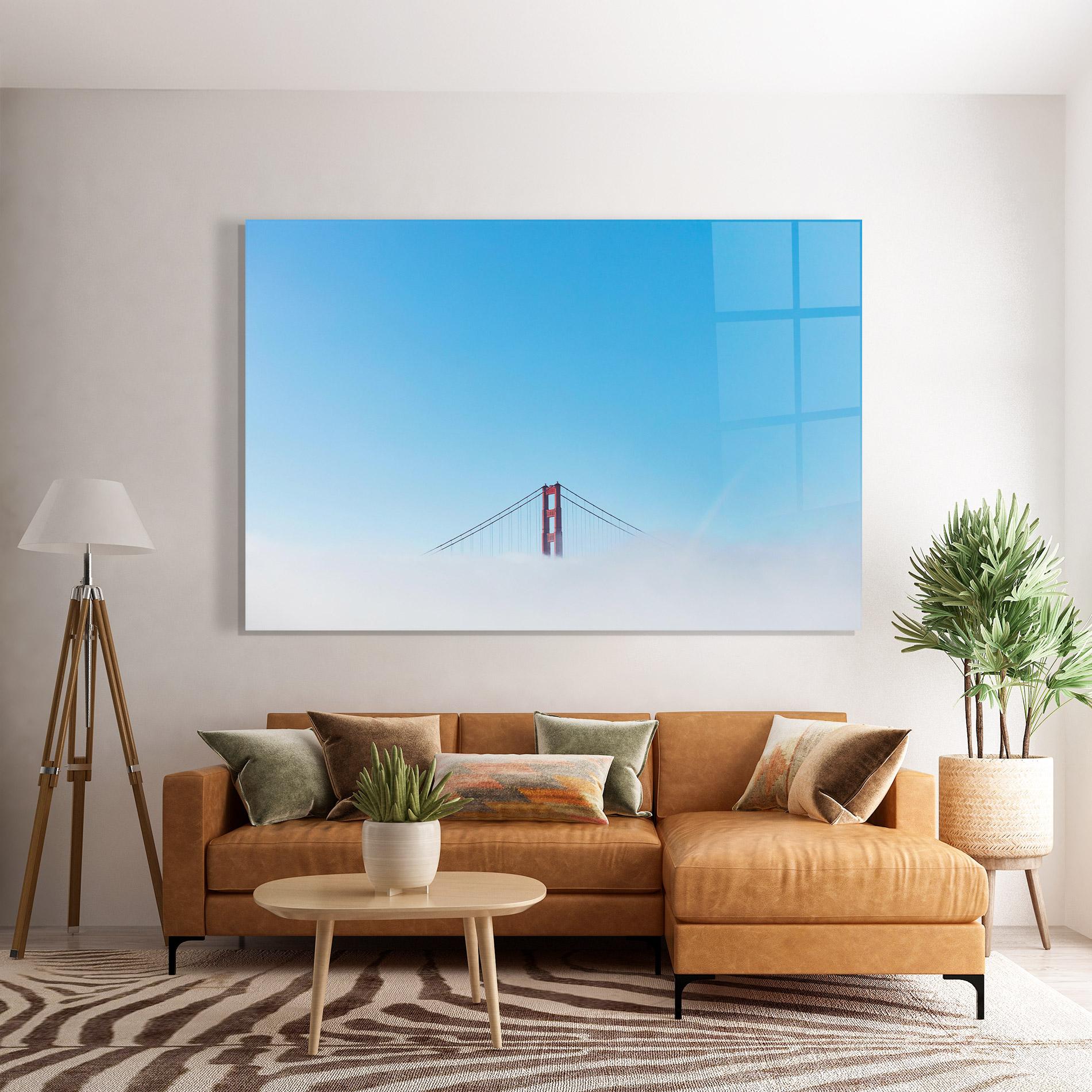 Tablou Sticla High Cloud Bridge mockup 7