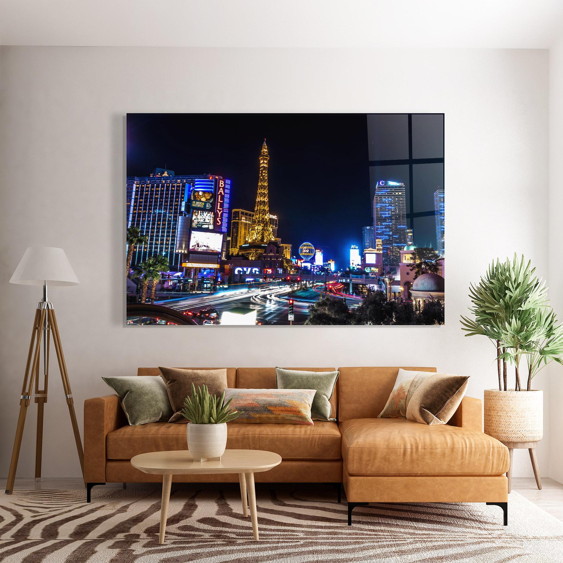 Tablou Sticla Las Vegas Night mockup 7