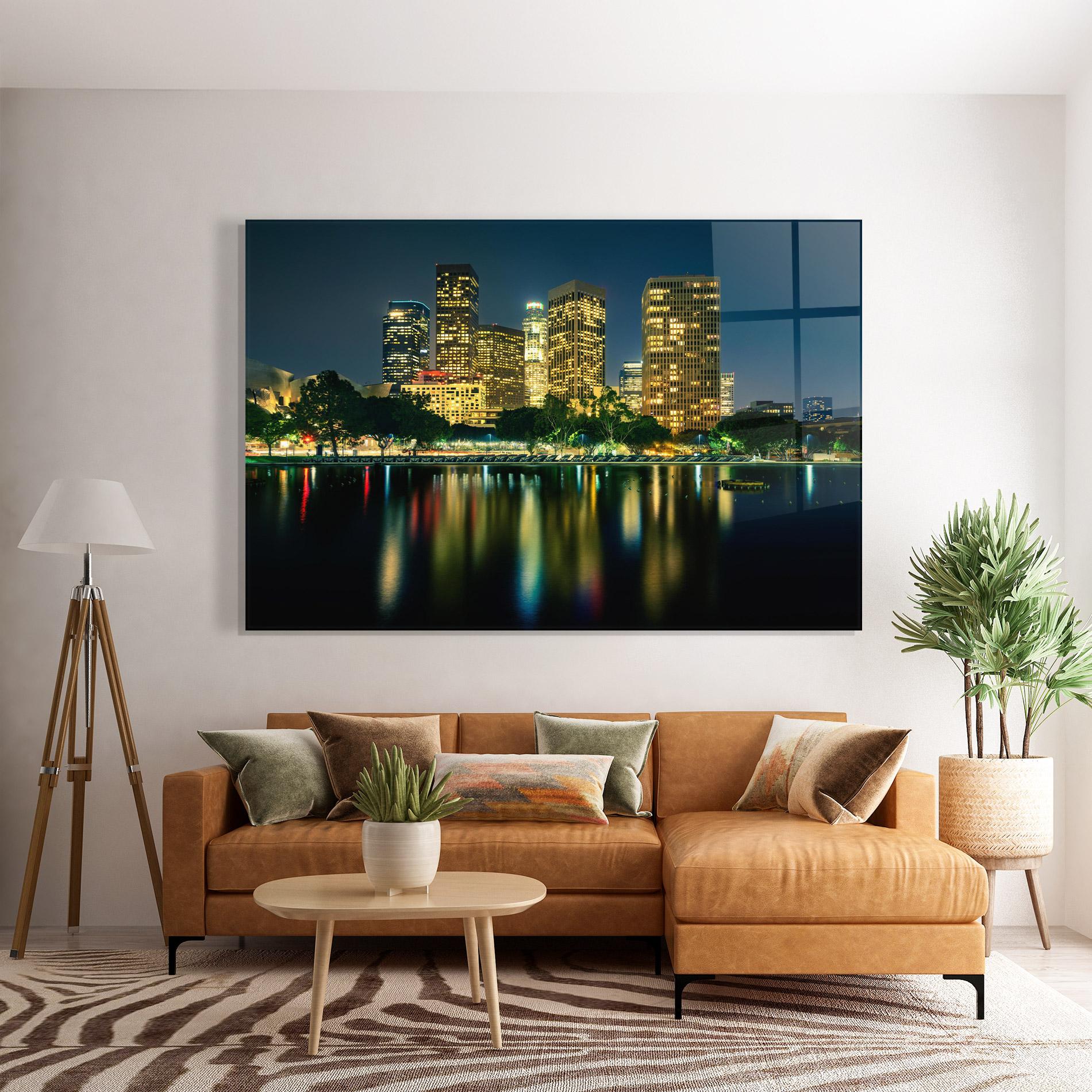Tablou Sticla Los Angeles Night mockup 7