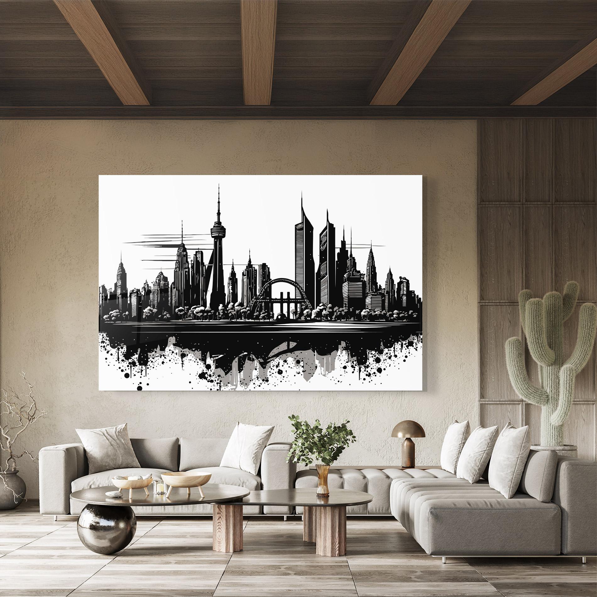 Tablou Sticla Black Ink City mockup 8