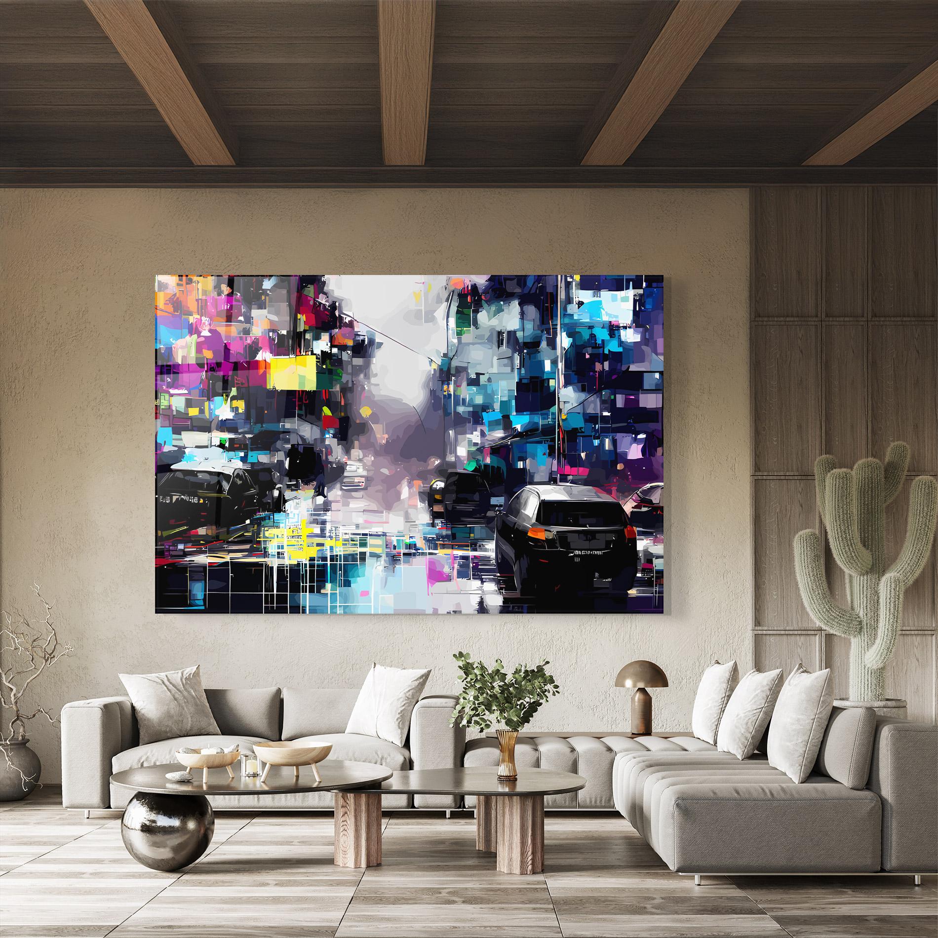 Tablou Sticla Grunge City Street mockup 8