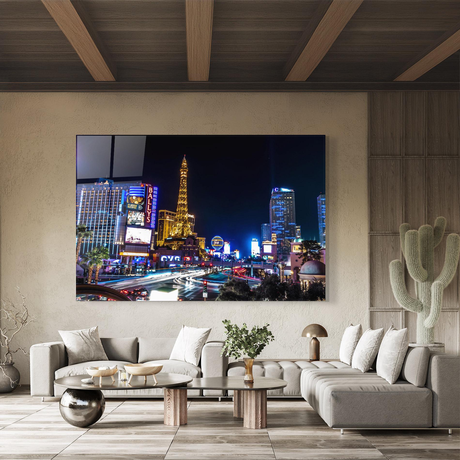 Tablou Sticla Las Vegas Night mockup 8