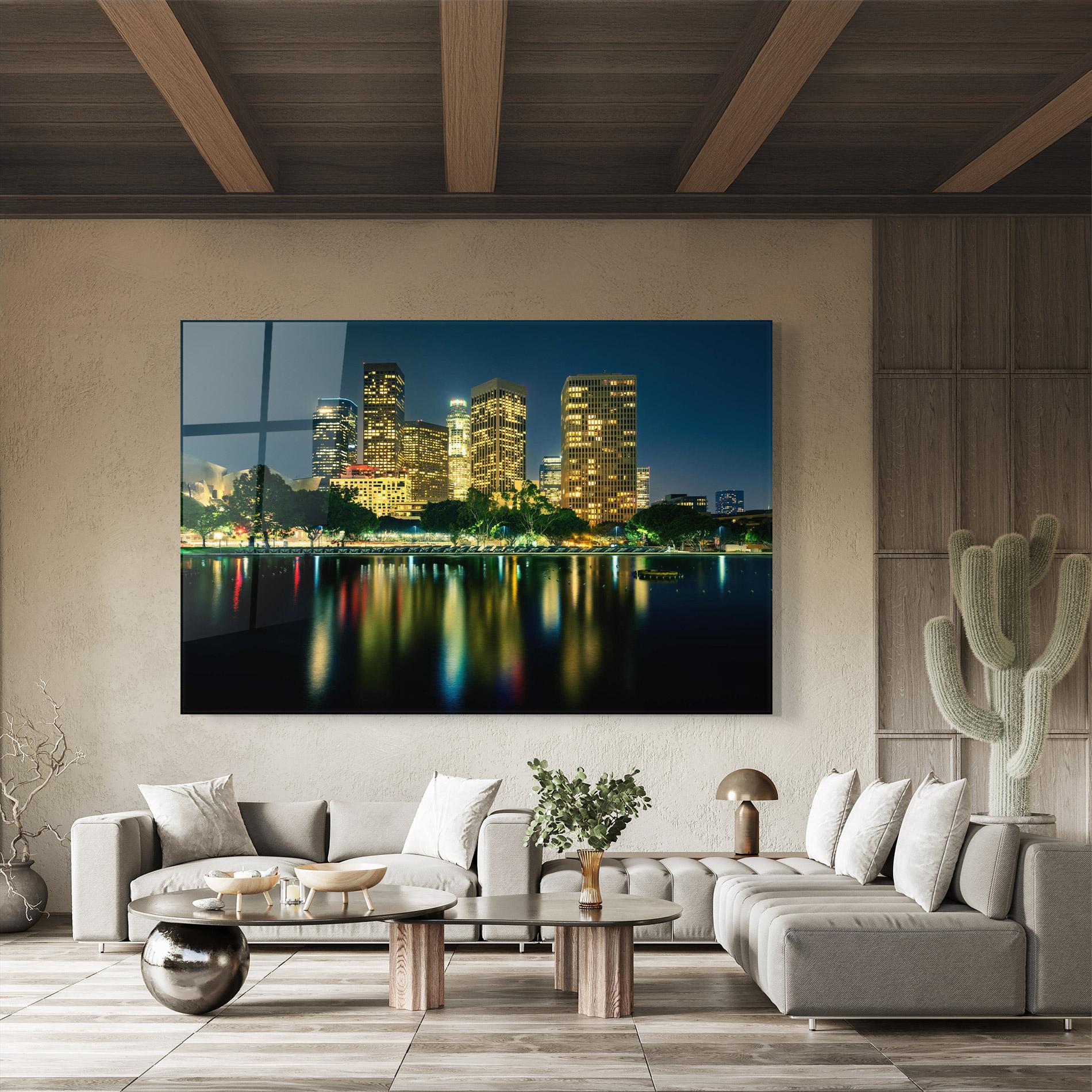 Tablou Sticla Los Angeles Night mockup 8