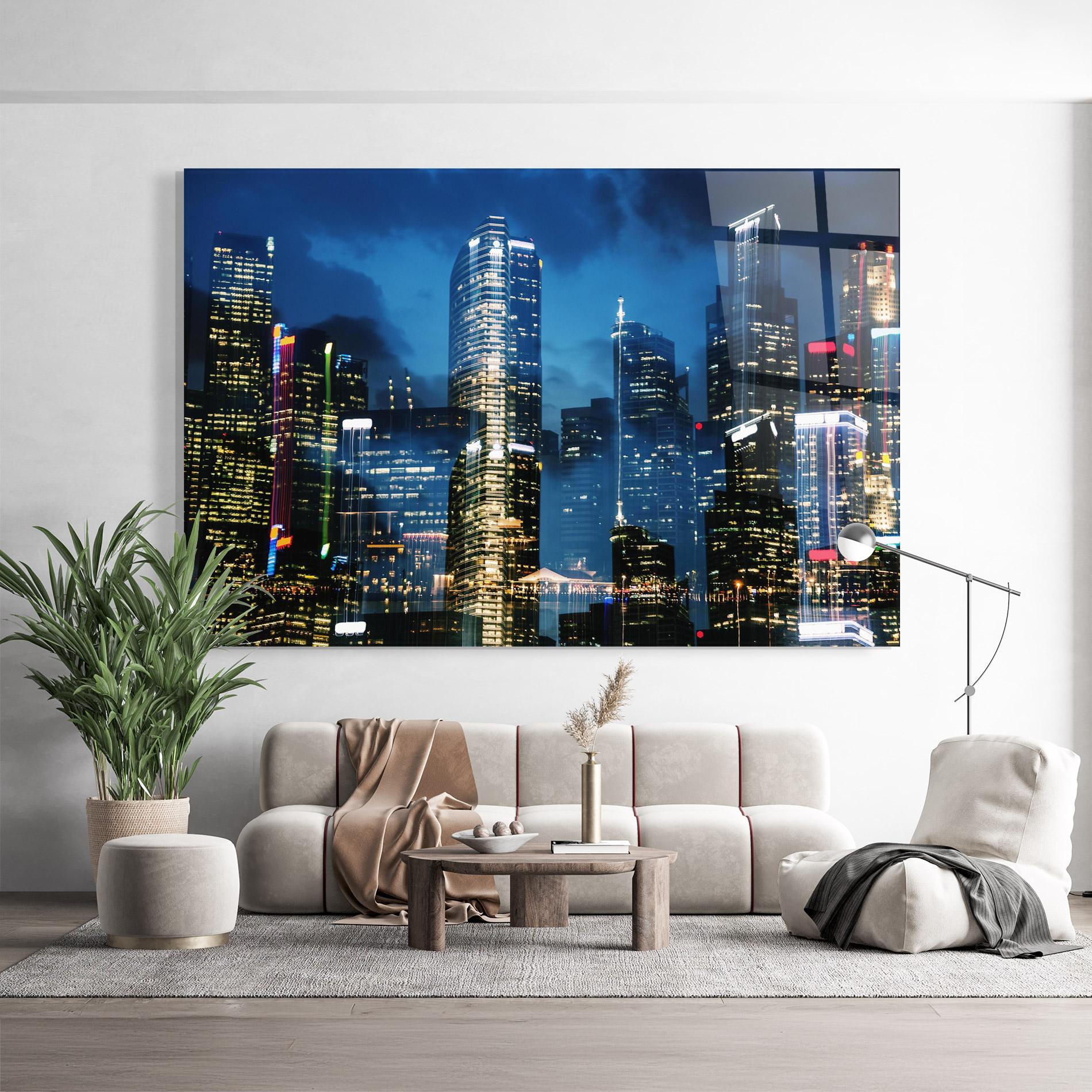 Tablou Sticla Singapore Night mockup 9