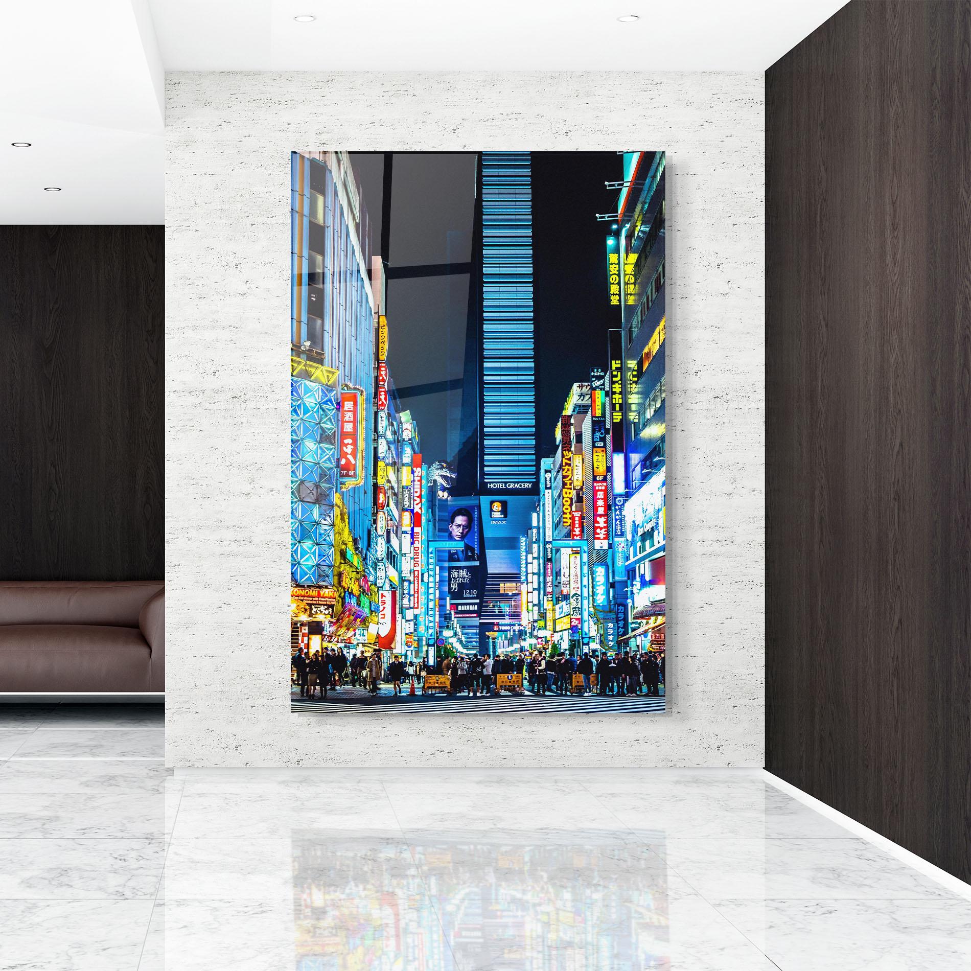 Tablou Sticla Colorful City Lights mockup 9