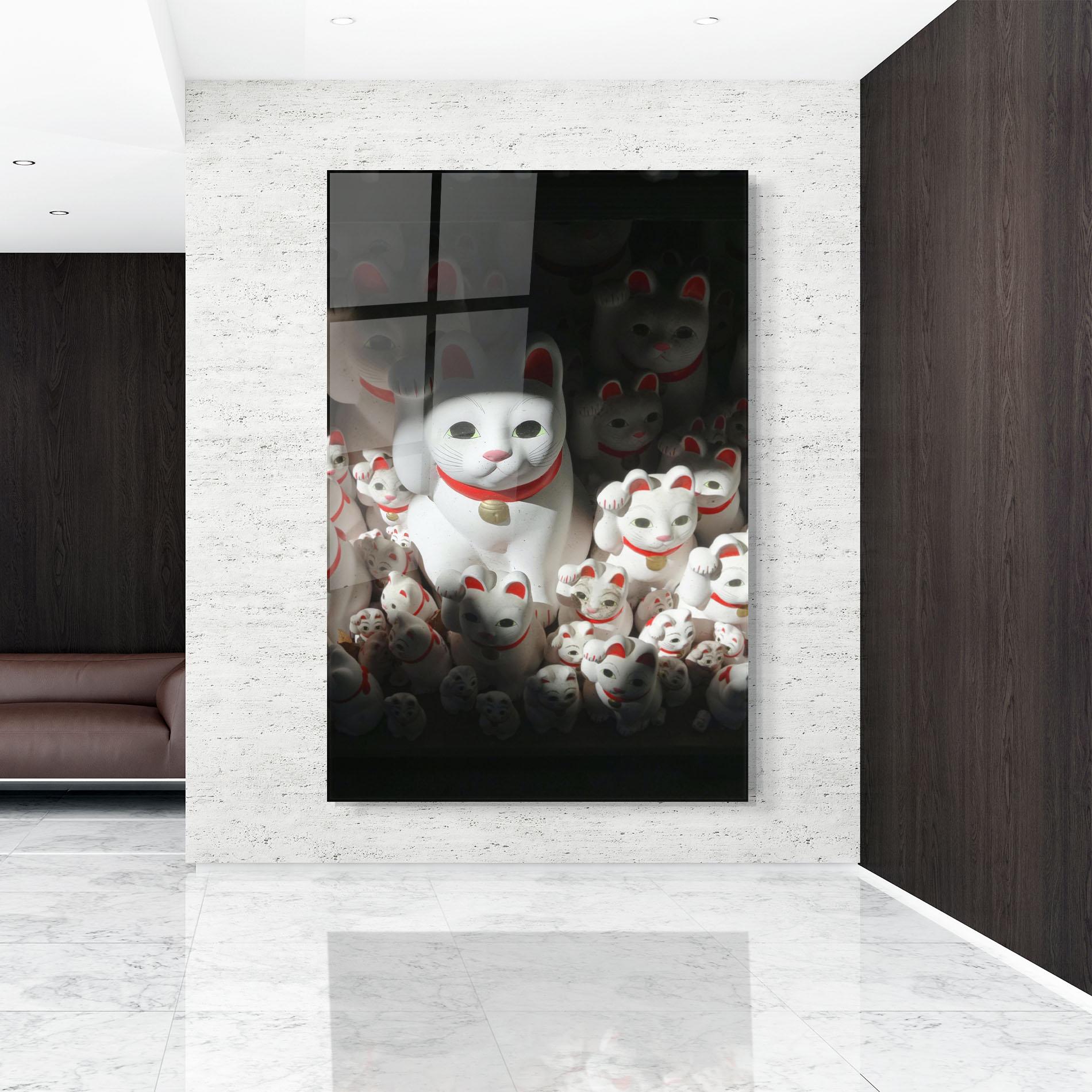 Tablou Sticla White Lucky Cats mockup 9