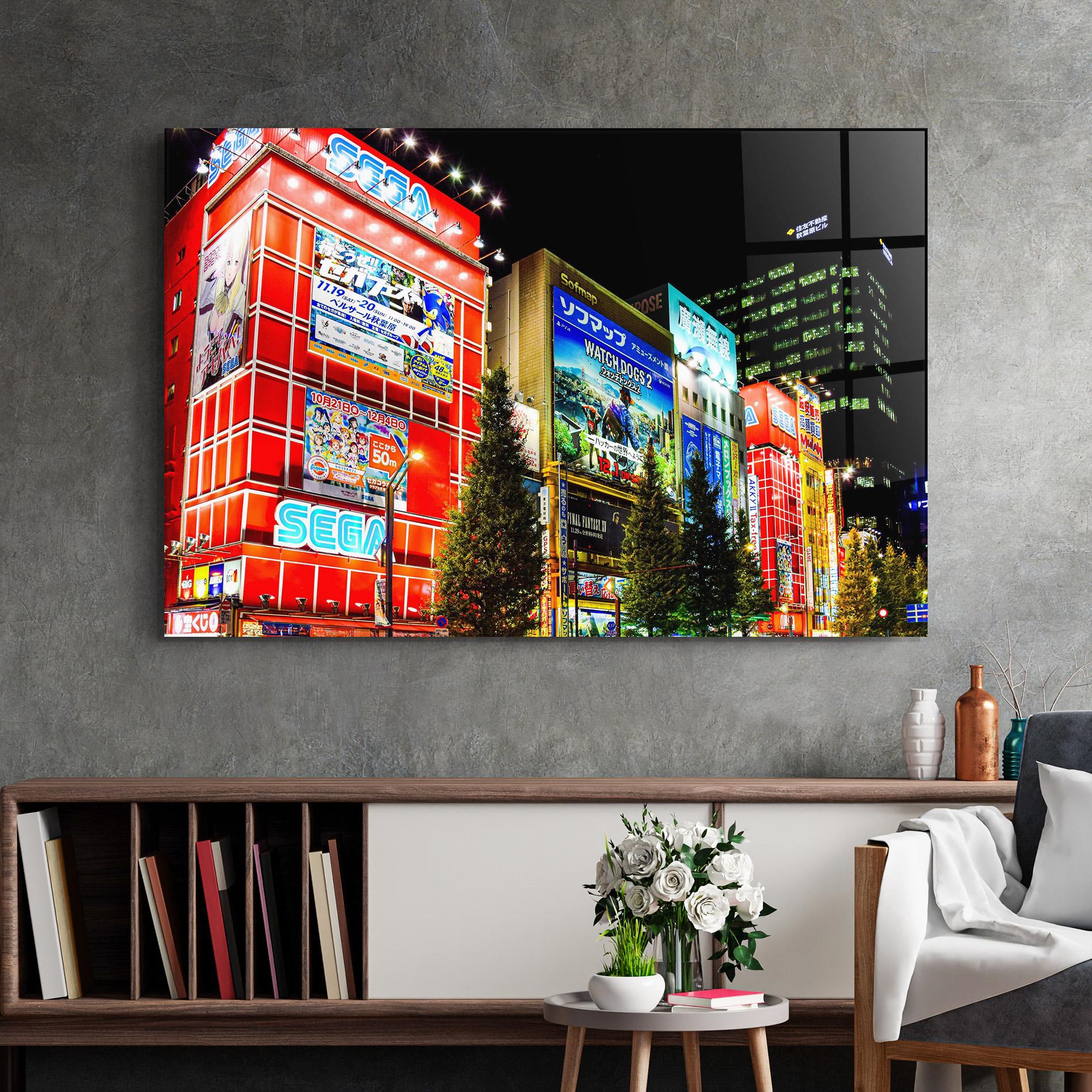 Tablou Sticla Akihabara Night mockup 2